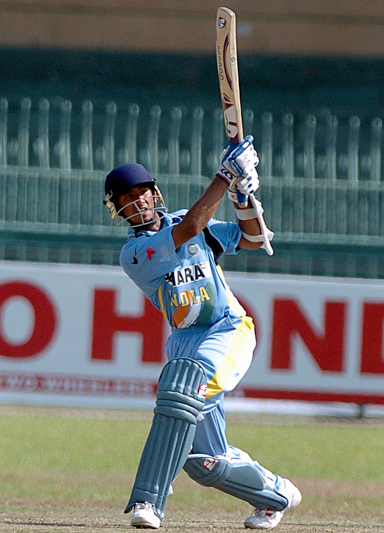 Cheteshwar Pujara hits in the air, England v India, ICC Under-19 World Cup, semi-final, February 15, 2006
