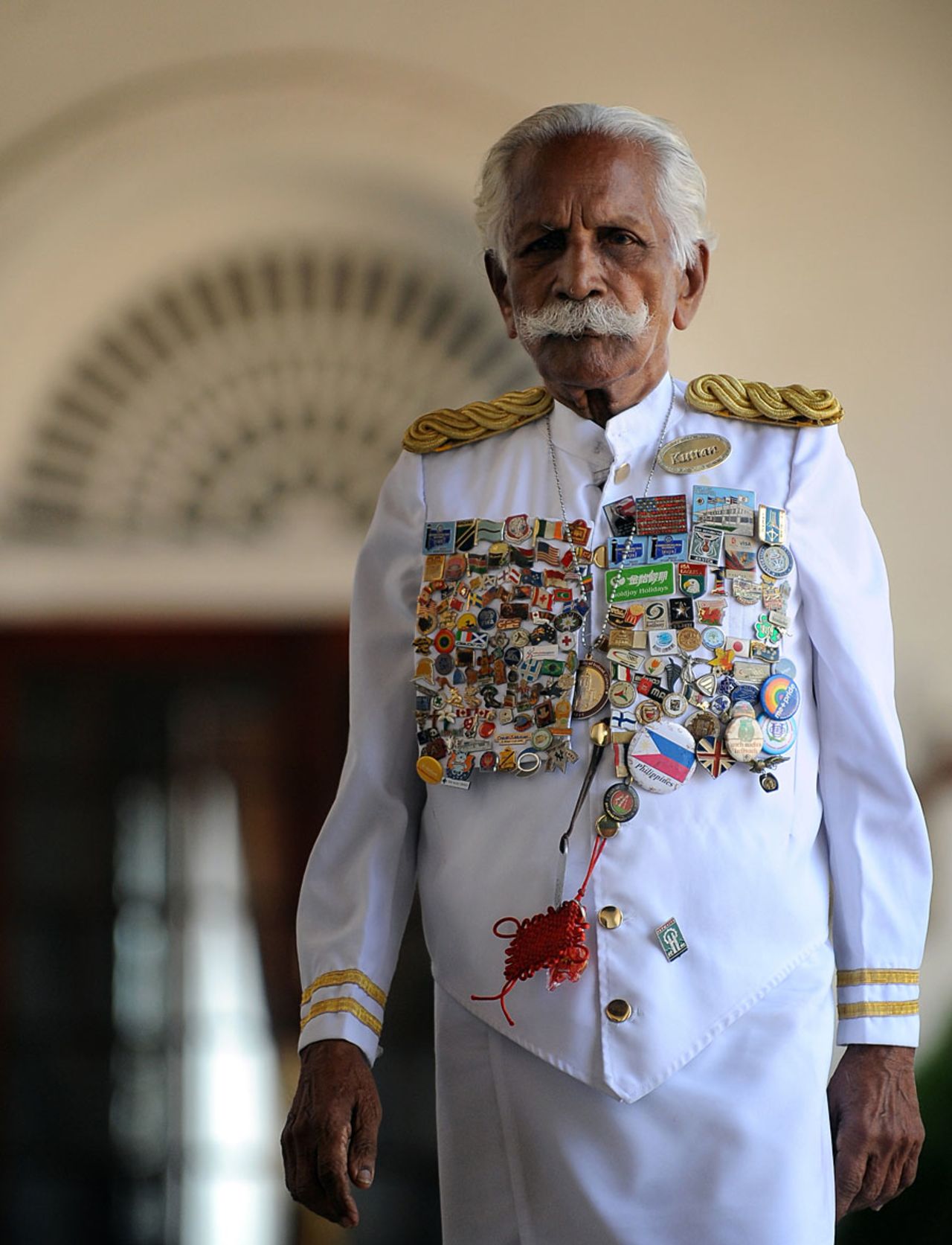 Legendary doorman, Kottarapattu Chattu Kuttan, 89, walks through the corridors of the historic Galle Face Hotel, Colombo, February 6, 2010
