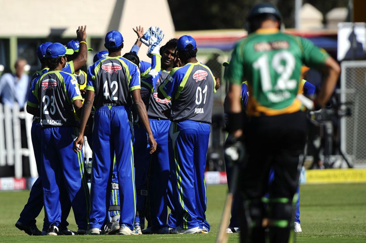 Wayamba celebrate a dismissal, Central Districts v Wayamba, Champions League Twenty20, Port Elizabeth, September 22, 2010