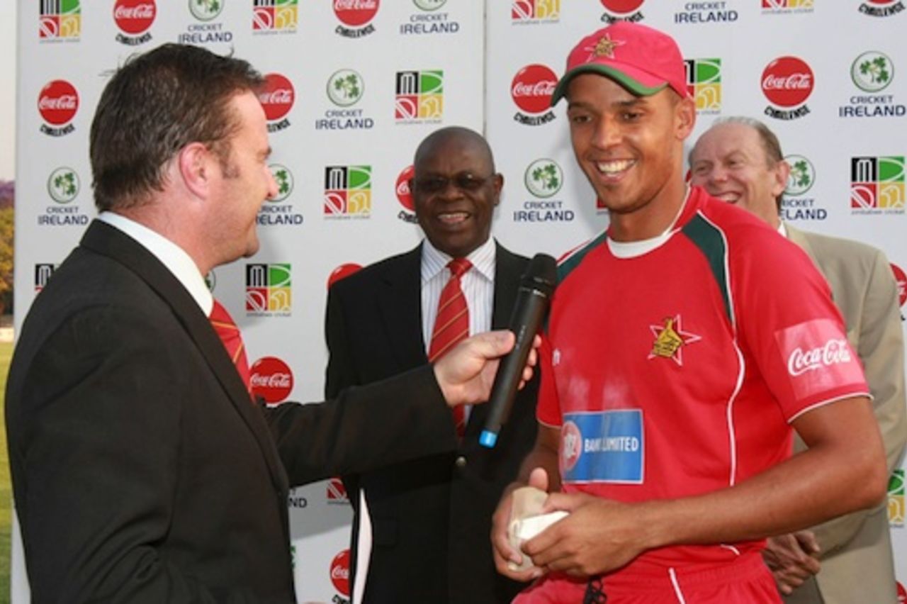 Ed Rainsford was the Player of the Match for taking 4 for 23, Zimbabwe v Ireland, 1st ODI, Harare, September 26, 2010