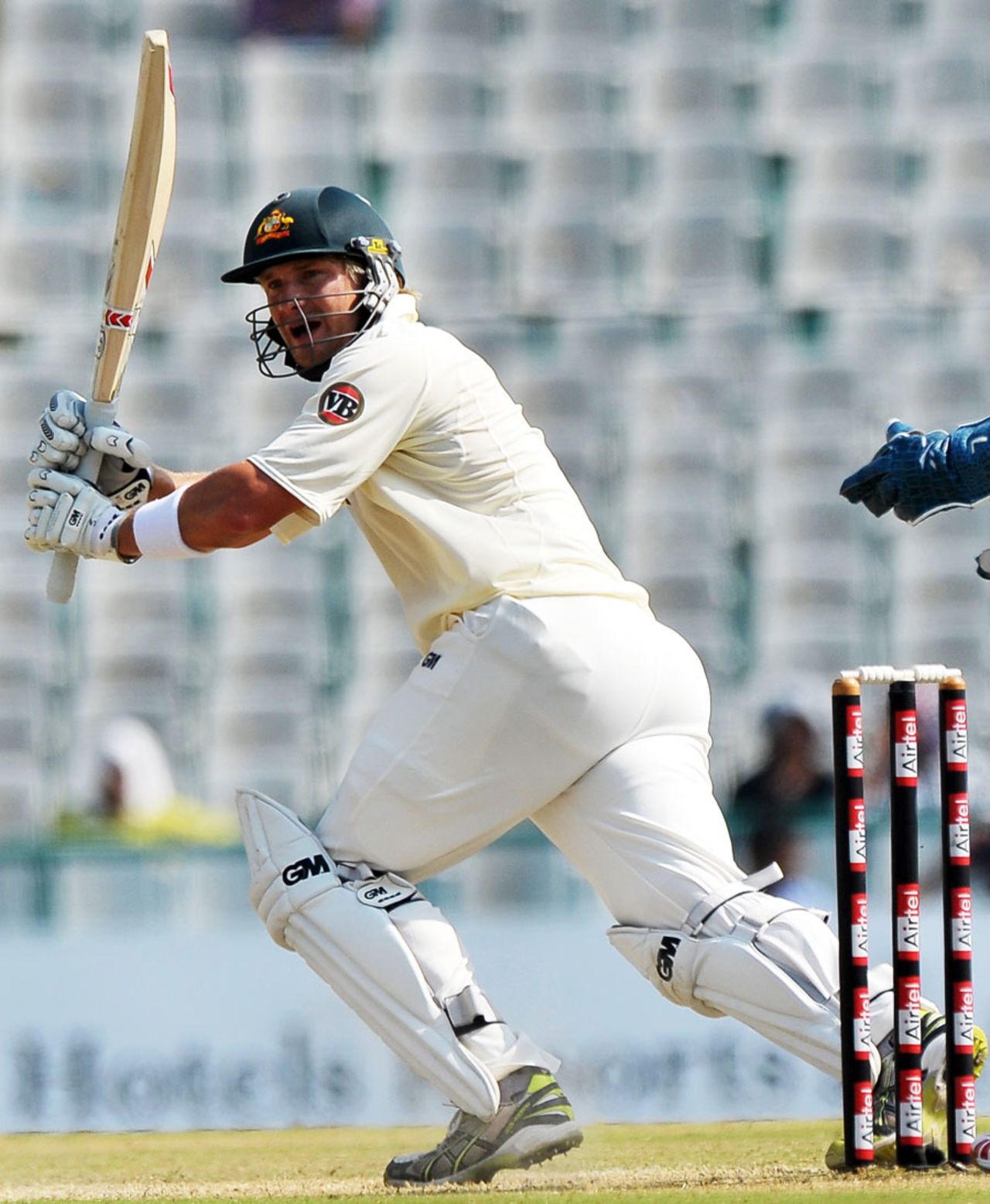 Shane Watson scores through the leg side, India v Australia, 1st Test, Mohali, 2nd day, October 2, 2010