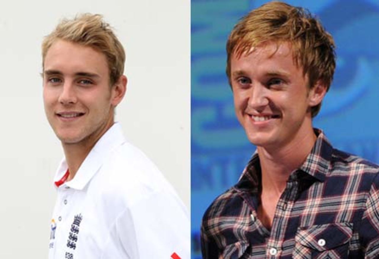 Composite: Stuart Broad and Tom Felton