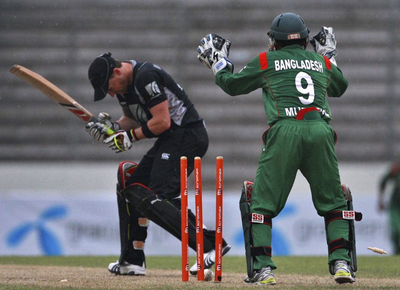 Brendon McCullum is bowled for a quick 61, Bangladesh v New Zealand, 1st ODI, Mirpur, October 5, 2010