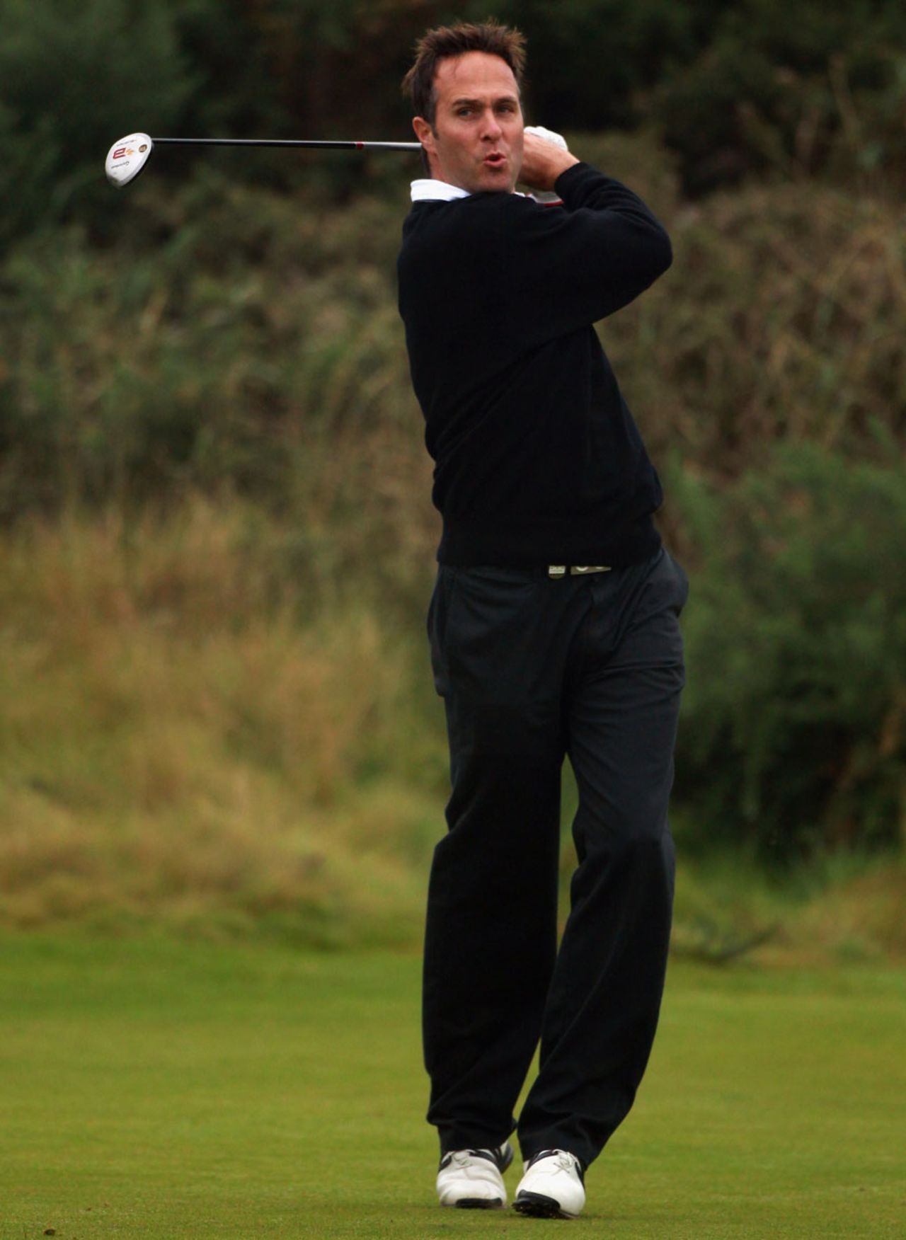 Michael Vaughan swings away at the Alfred Dunhill Links Championship, St Andrews, October 8, 2010