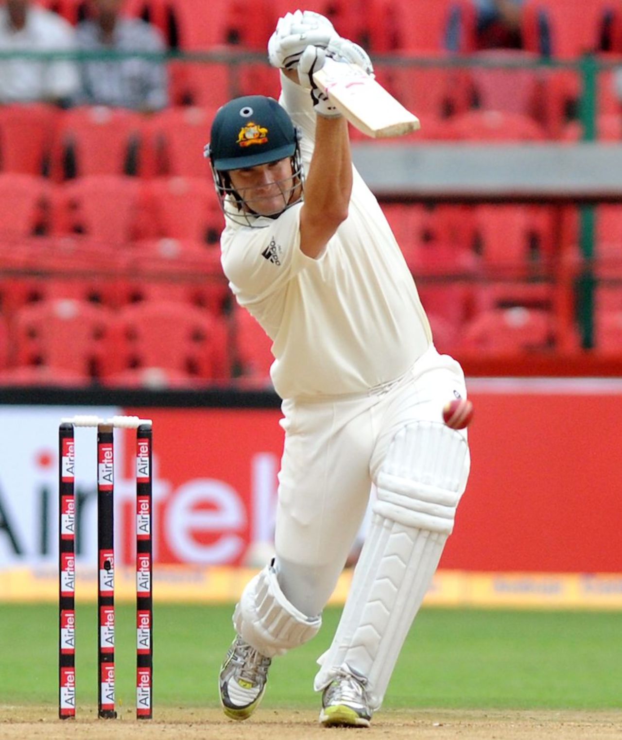 Shane Watson drives down the ground, India v Australia, 2nd Test, Bangalore, 1st day, October 9, 2010