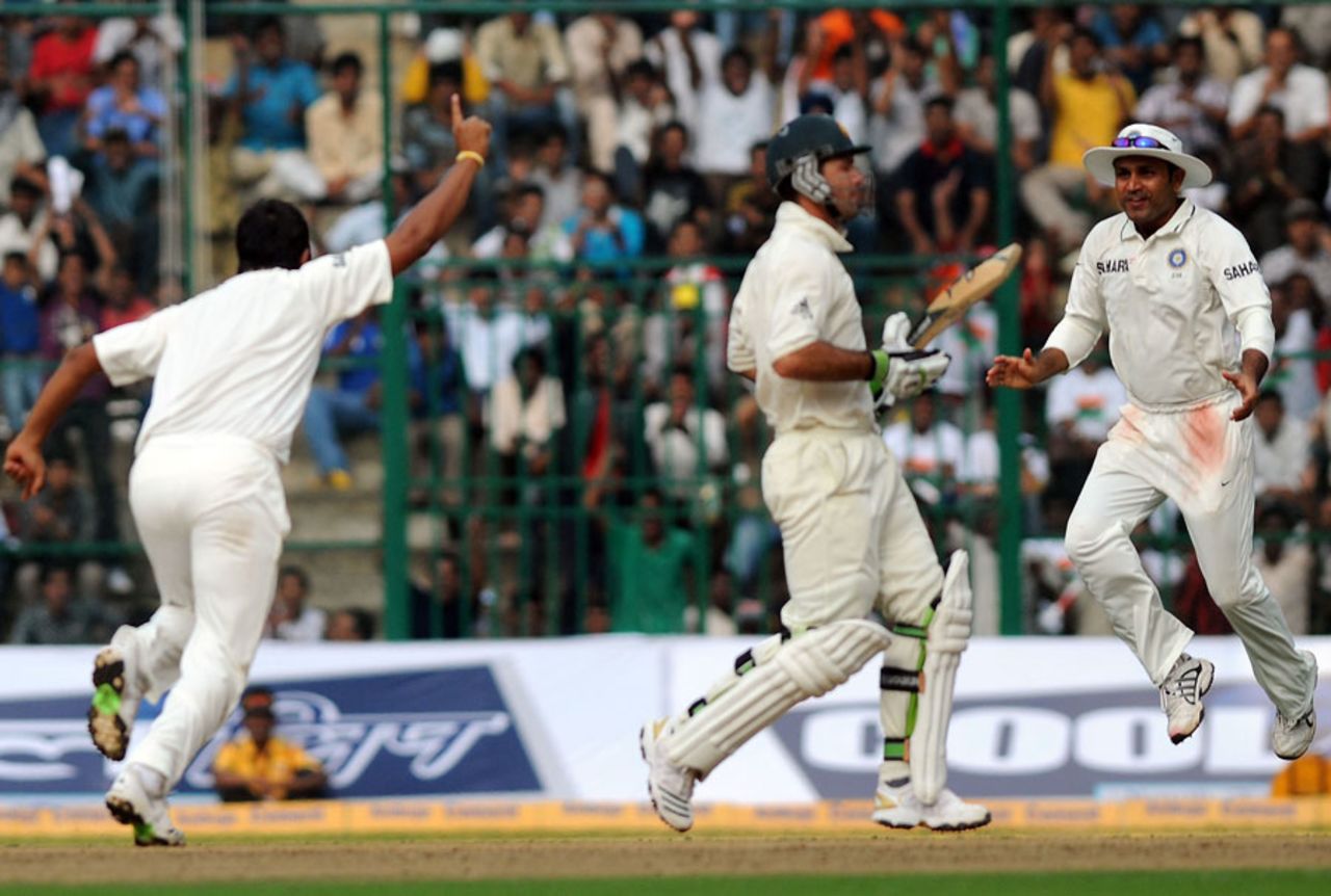 Ricky Ponting is adjudged lbw to Suresh Raina, India v Australia, 2nd Test, Bangalore, 1st day, October 9, 2010