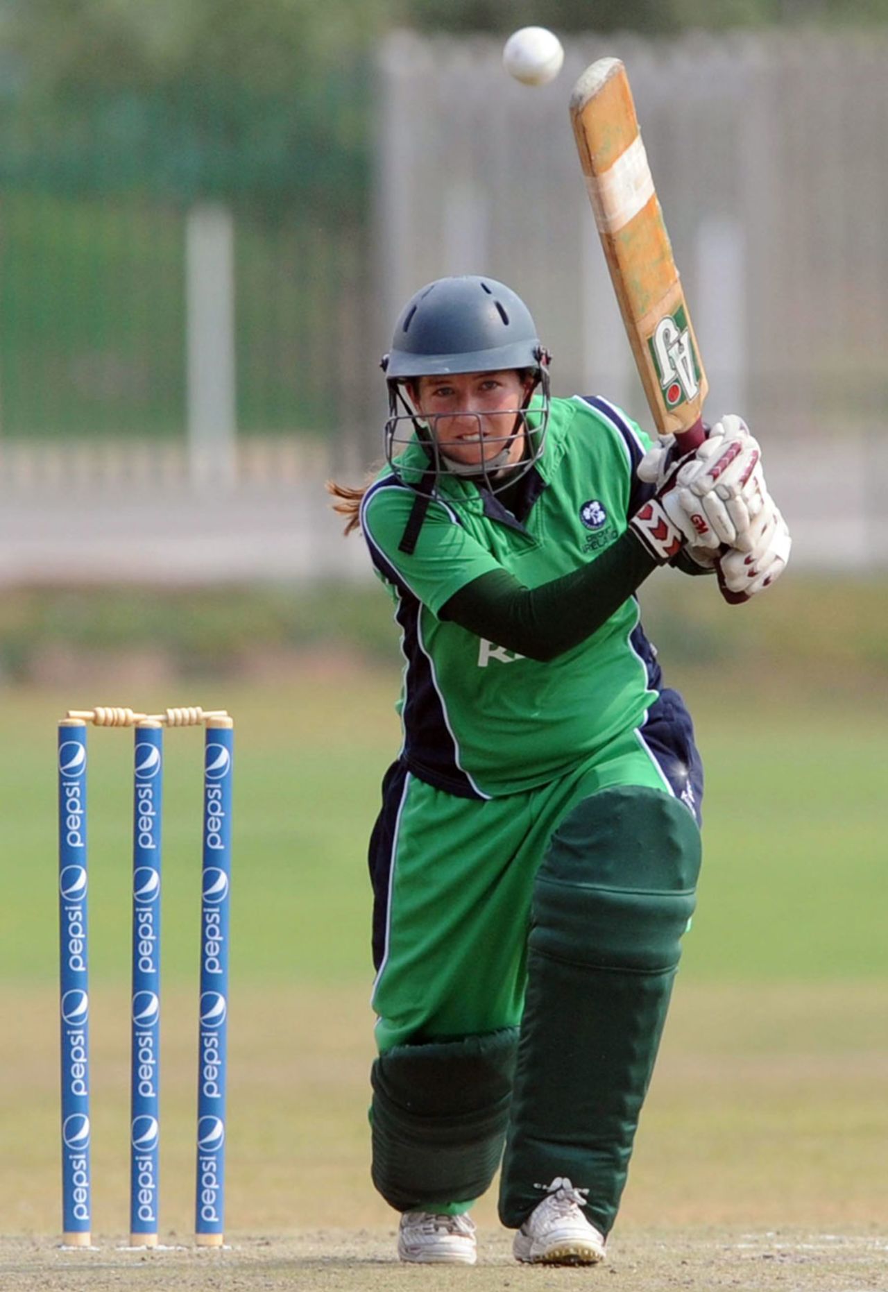 Ireland batsman Isobel Joyce drives through the off side during her innings of 63, ICC Women's Cricket Challenge, Potchefstroom, October 10, 2010
