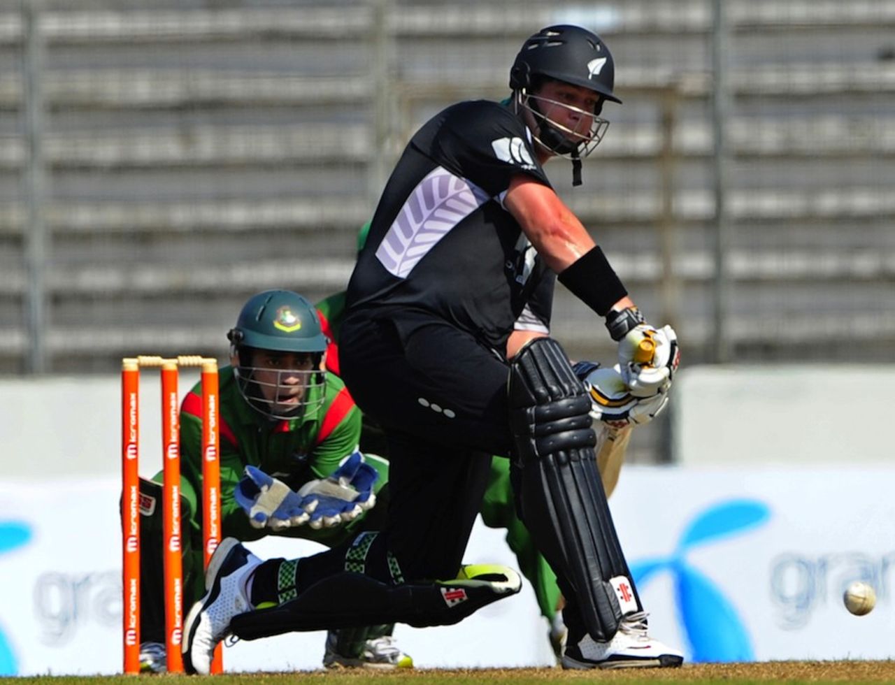 Jesse Ryder strides forward to play the ball, Bangladesh v New Zealand, 3rd ODI, Mirpur, October 11, 2010