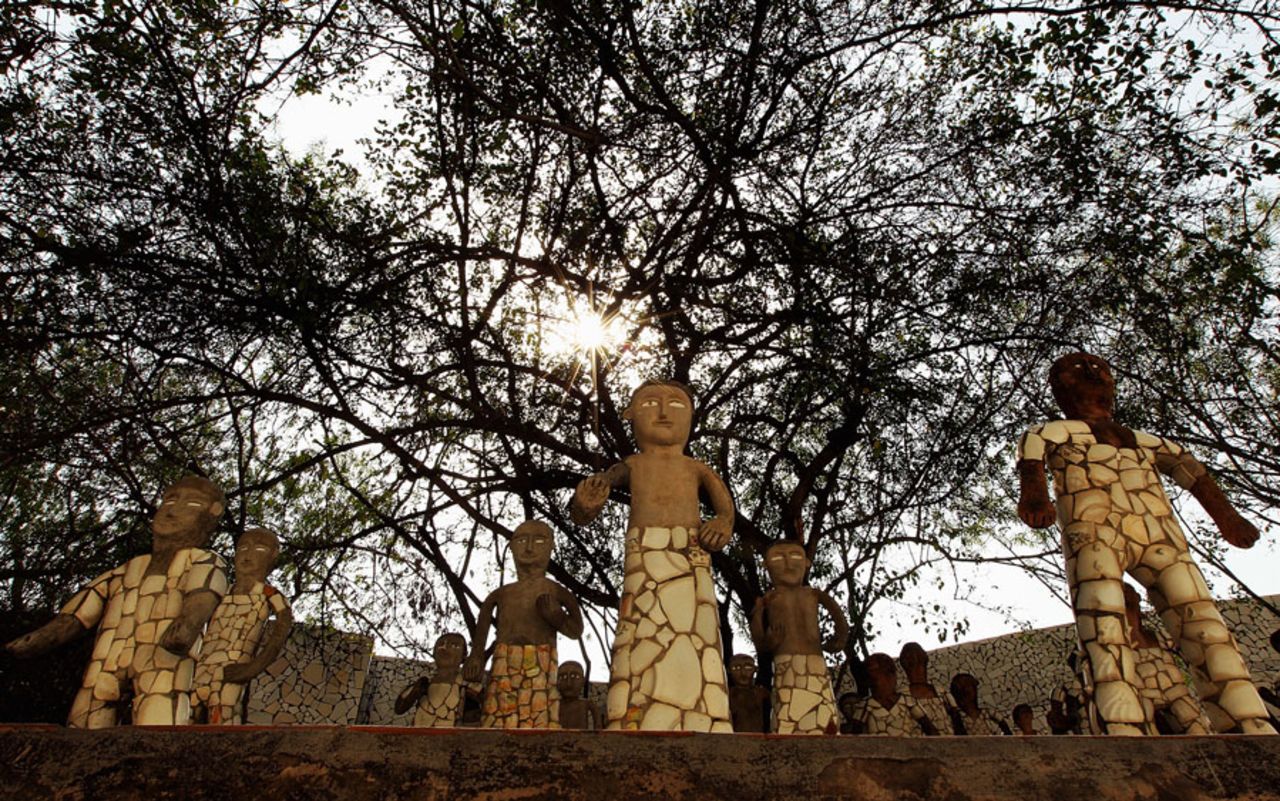 Sculptures made of waste material at the Rock Garden, Chandigarh, March 26, 2010