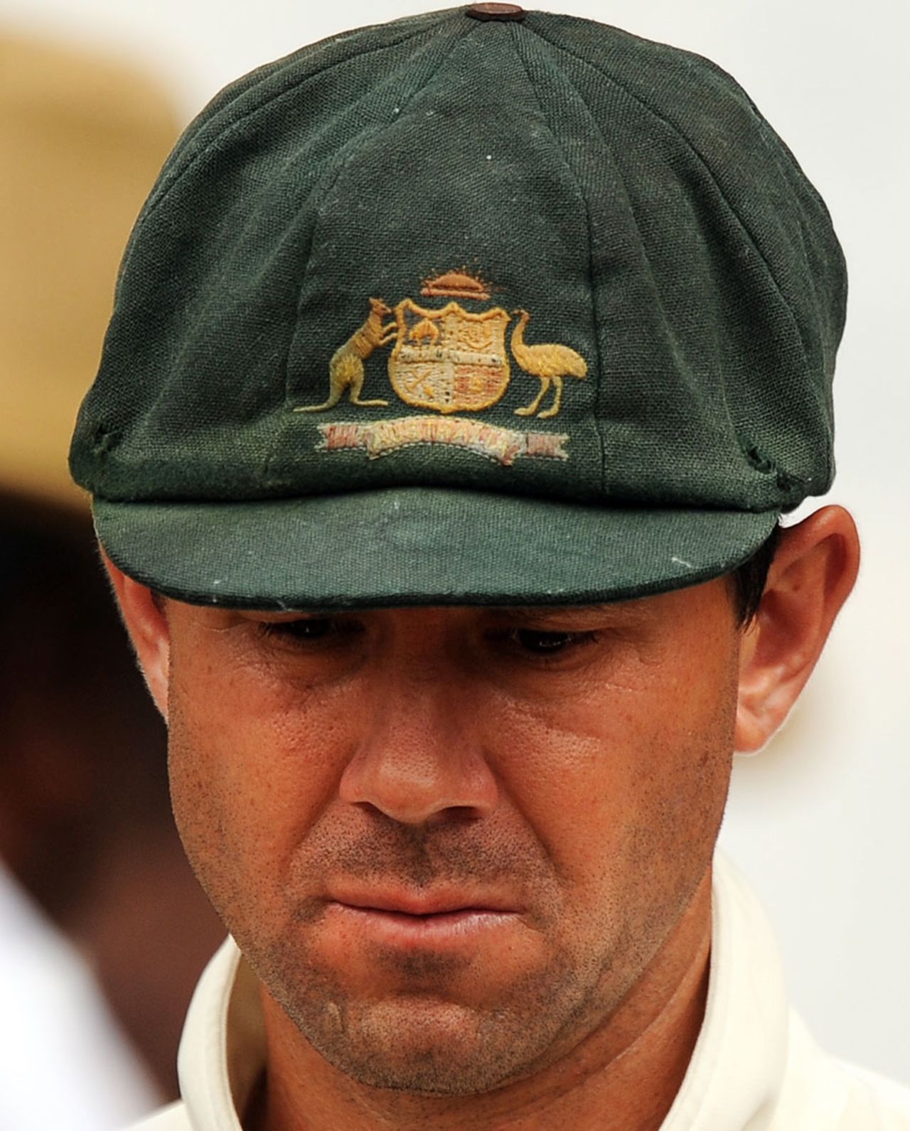 A dejected Ricky Ponting reflects after a tough series, India v Australia, 2nd Test, Bangalore, 5th day, October 13, 2010