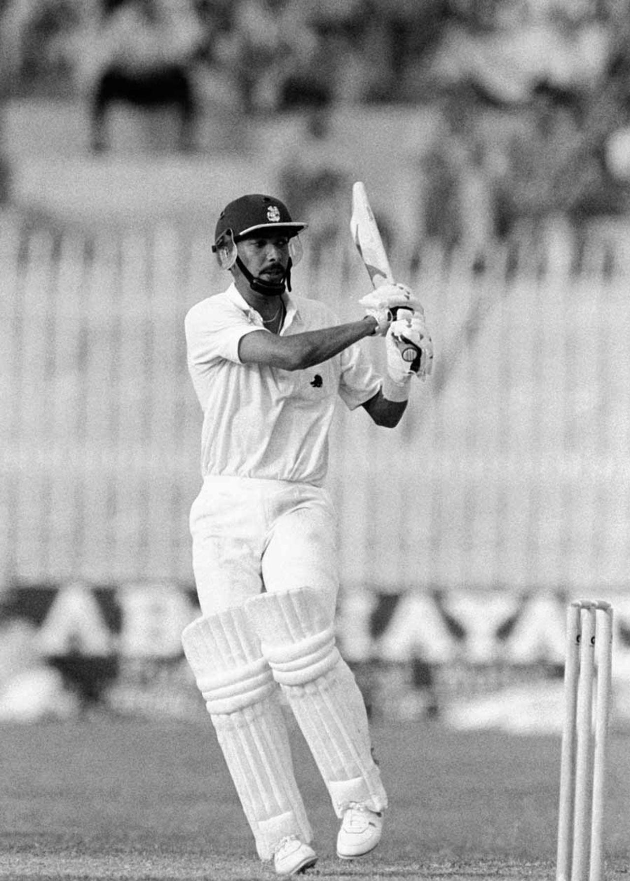 Philip DeFreitas bats, England v West Indies, Gujranwala, World Cup, 9 October 1987