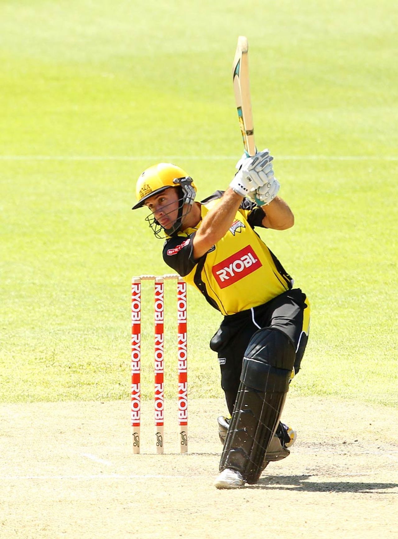 Liam Davis drives on the way to his century, New South Wales v Western Australia, Ryobi Cup, Hurstville Oval, Sydney, October 17, 2010