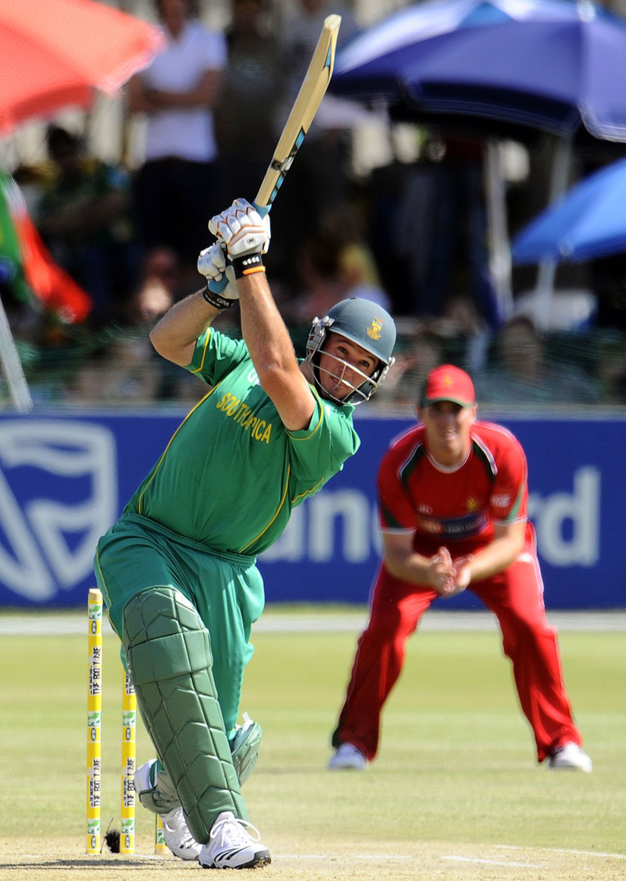Graeme Smith launches one straight down the ground, South Africa v Zimbabwe, 2nd ODI, Potchefstroom, October 17, 2010