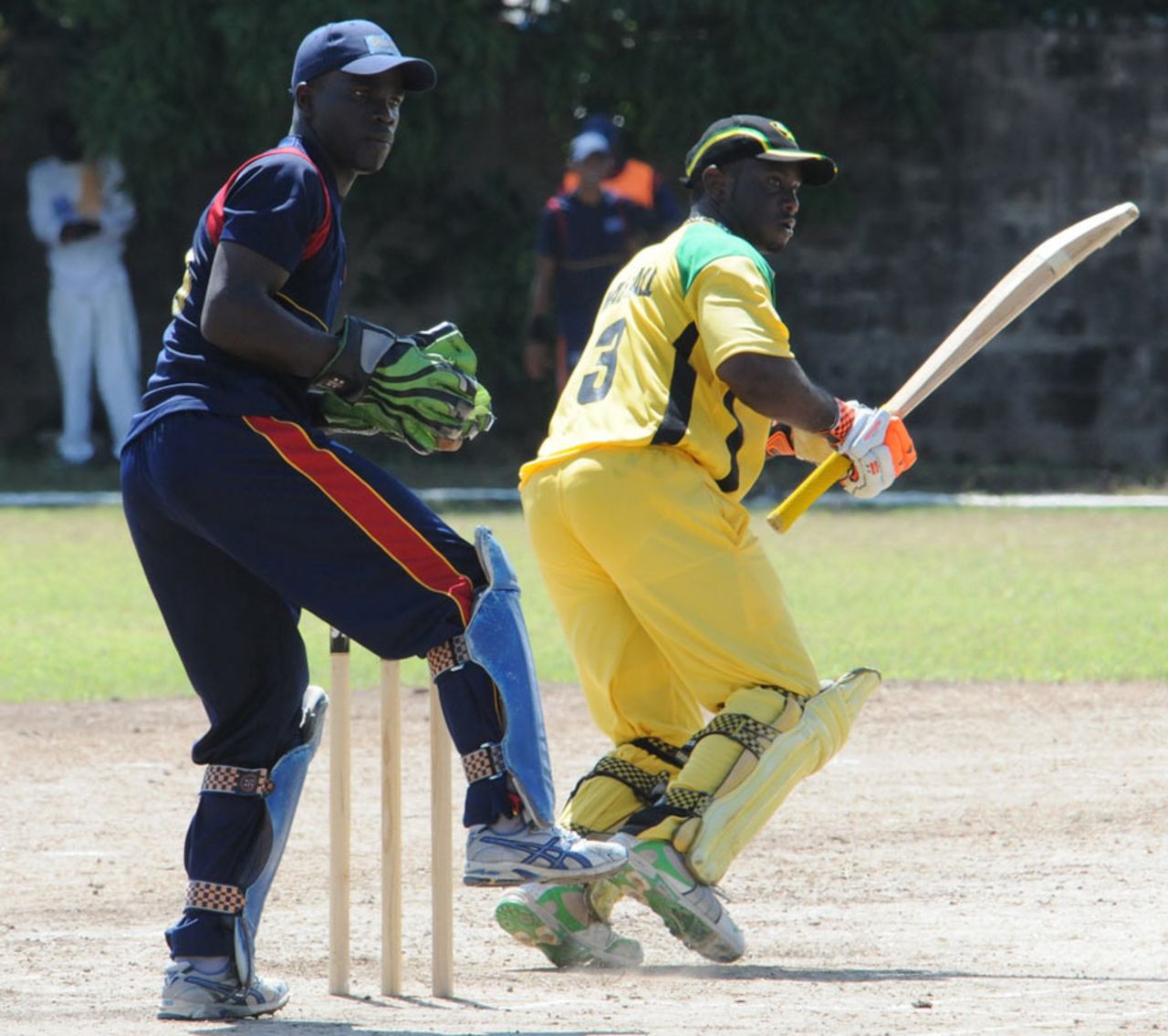 Xavier Marshall cuts on his way to 75, Combined Campuses and Colleges v Jamaica, Group A match, WICB Cup, Kensington Park, Kingston, October 18, 2010
