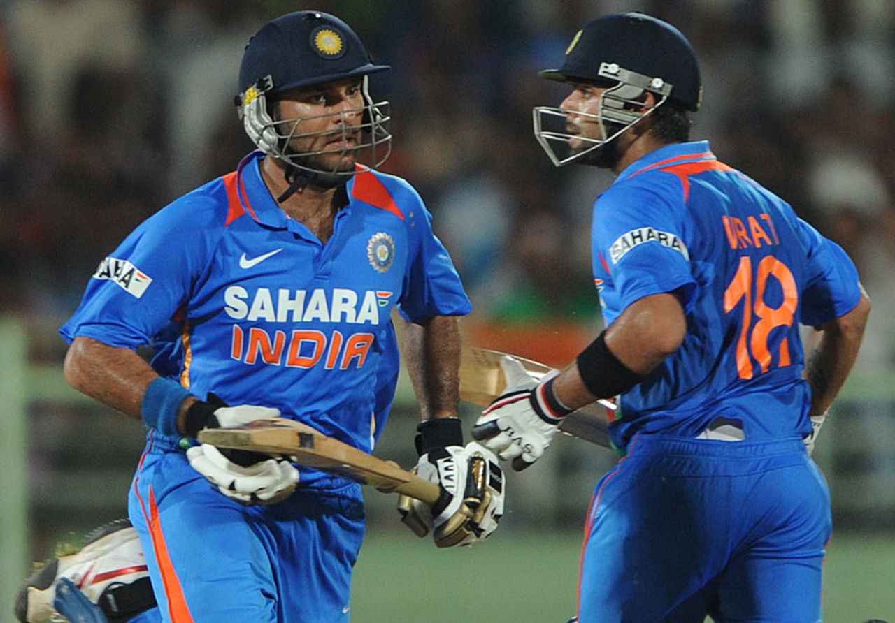 Half-centuries from Yuvraj Singh and Virat Kohli kept India on course, India v Australia, 2nd ODI, Visakhapatnam, October 20, 2010