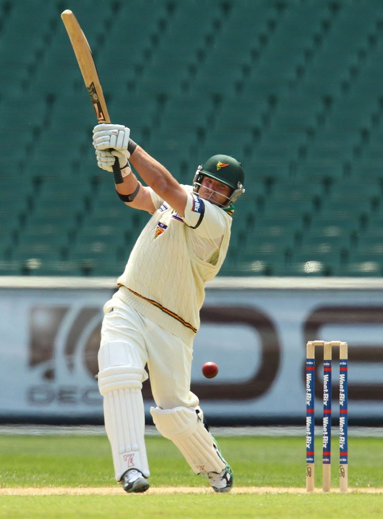 Mark Cosgrove drives during his 159, Victoria v Tasmania, Sheffield Shield, Melbourne, 1st day, October 25, 2010
