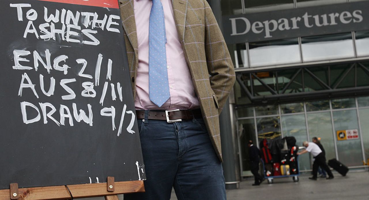 The Ashes odds on display as England fly out to Australia, London, October 29, 2010