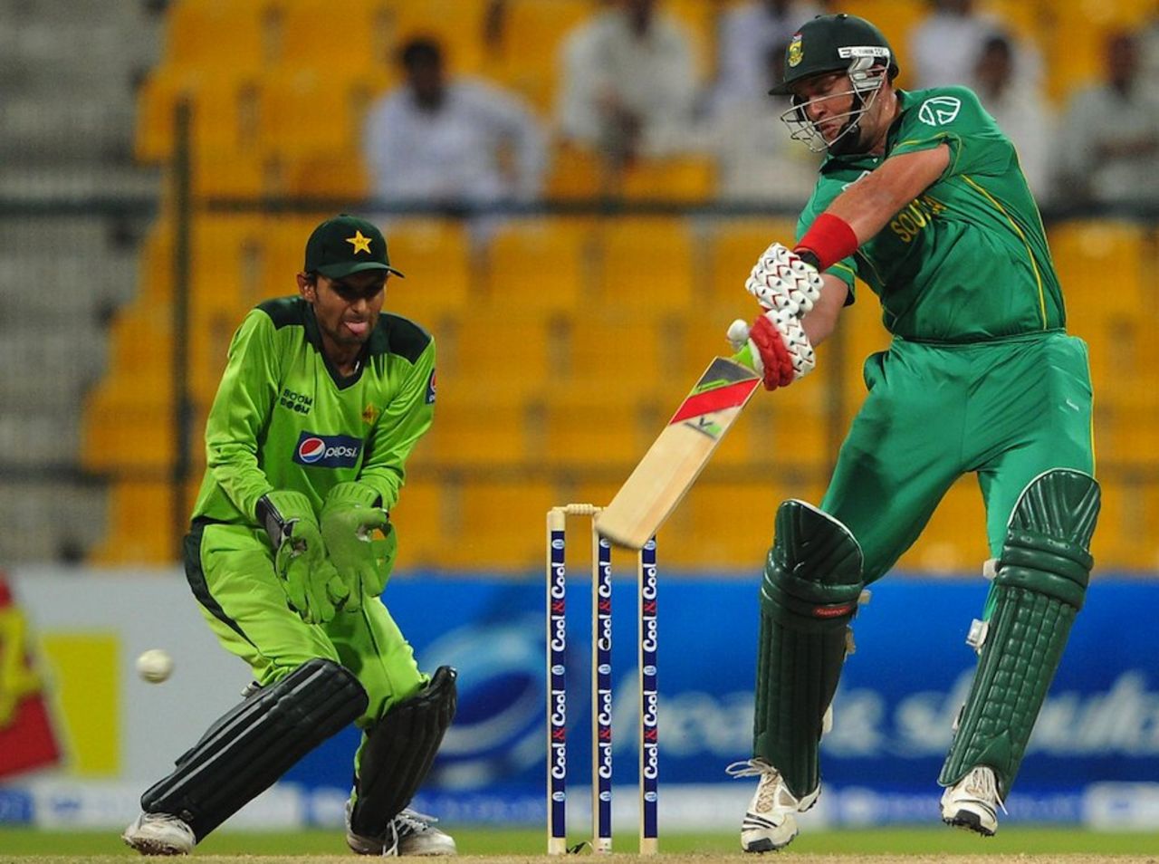 Jacques Kallis attempts to play off the back foot, Pakistan v South Africa, 1st ODI, Abu Dhabi, October 29, 2010