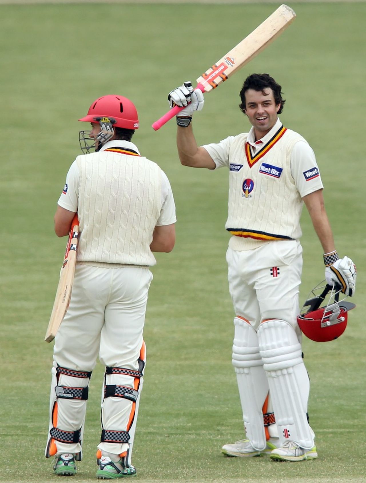 Callum Ferguson celebrates his century, South Australia v Western Australia, Sheffield Shield, 2nd day, Adelaide Oval, October 30, 2010
