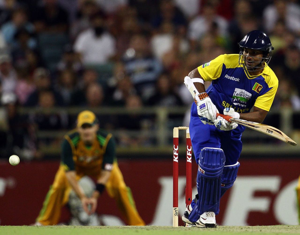 Kumar Sangakkara works one through midwicket, Australia v Sri Lanka, Only Twenty20, Perth, October 31, 2010