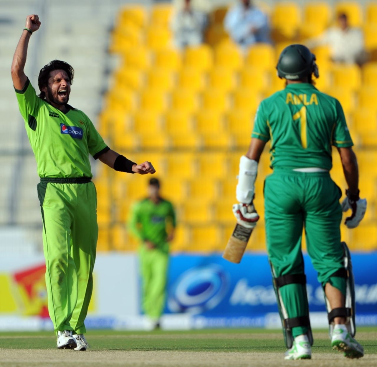 Hashim Amla was eventually removed by Shahid Afridi for 65, Pakistan v South Africa, 2nd ODI, Abu Dhabi, October 31 2010