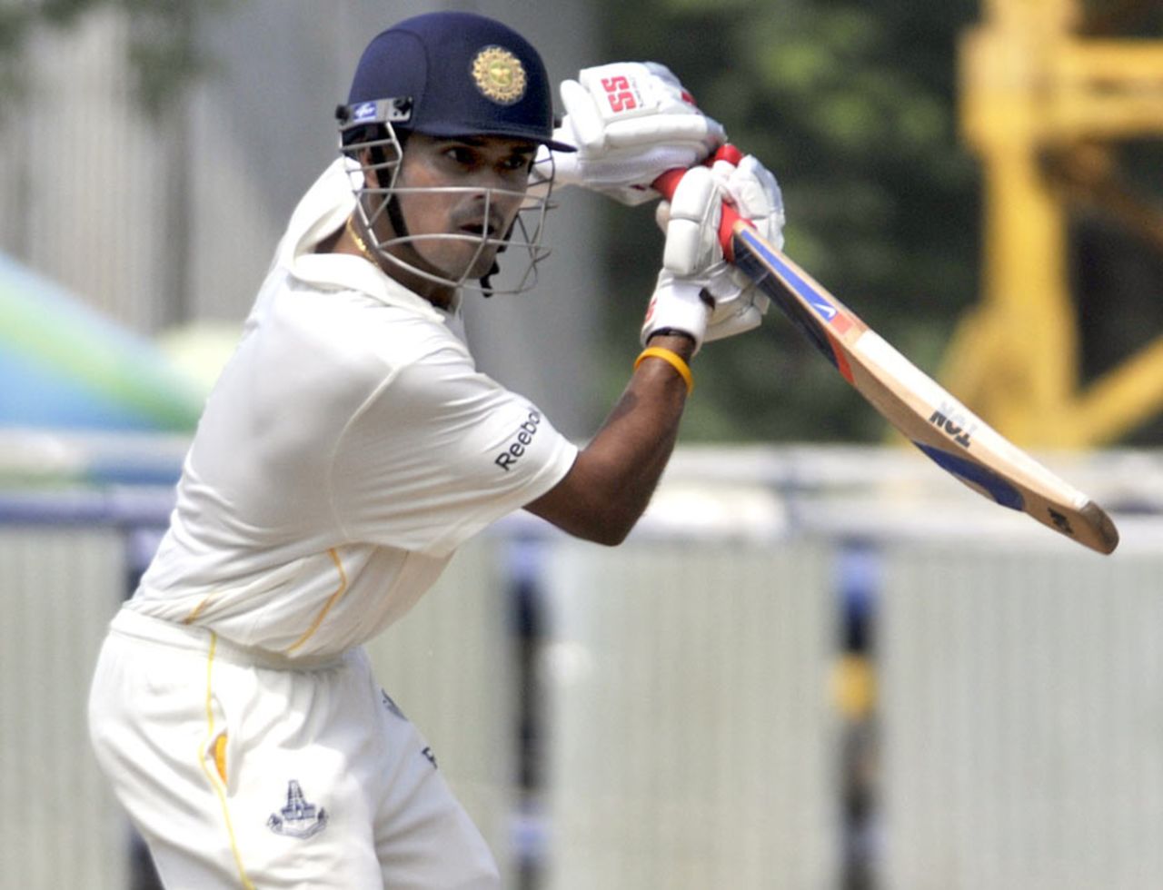 S Badrinath punches the ball on his way to 83, Tamil Nadu v Assam, Chennai, Ranji Trophy Super League, 2nd day, November 2, 2010