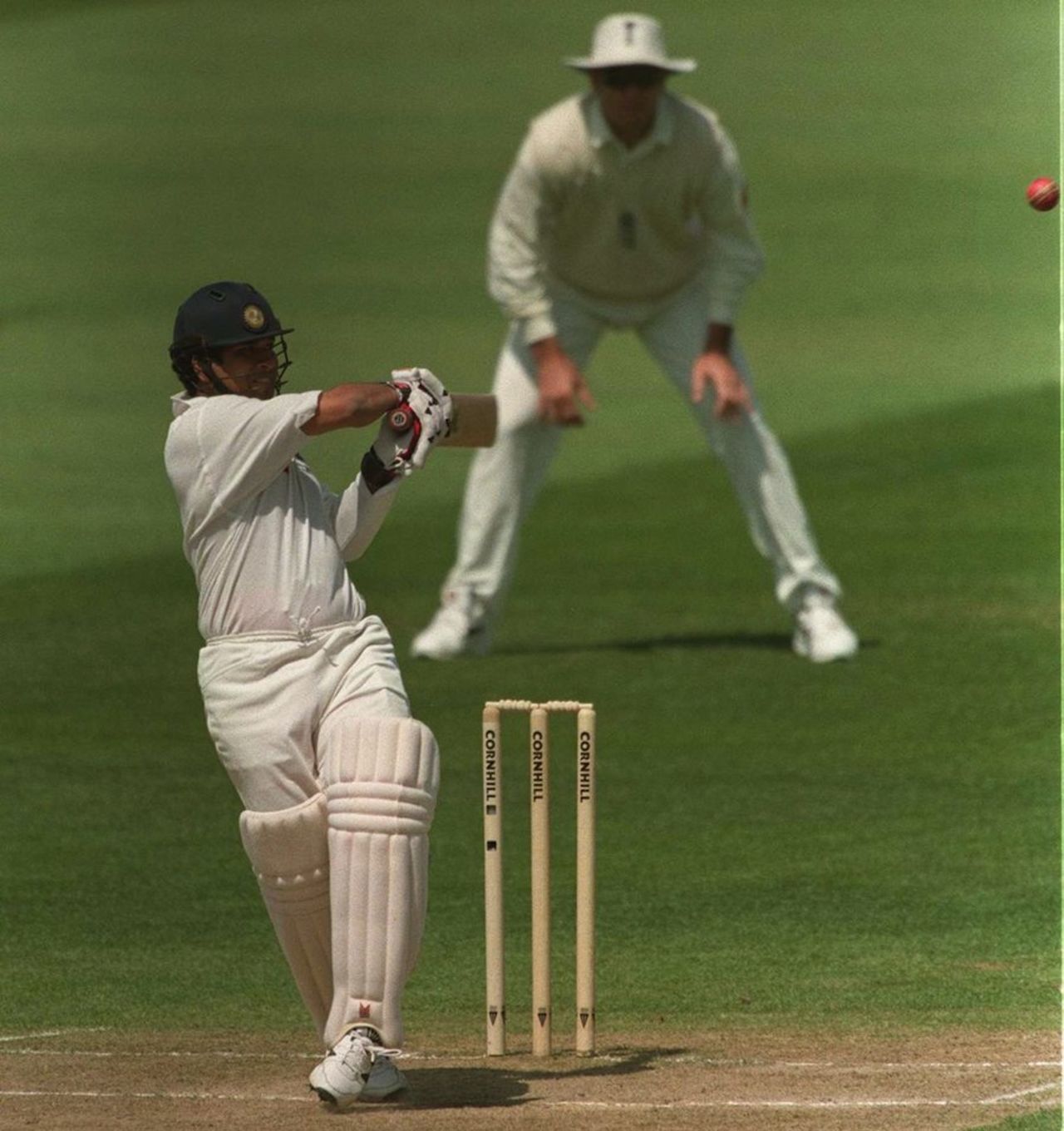 Sachin Tendulkar pulls during his ninth Test century, England v India, 1st Test, Edgbaston, Birmingham, June 6-9, 1996