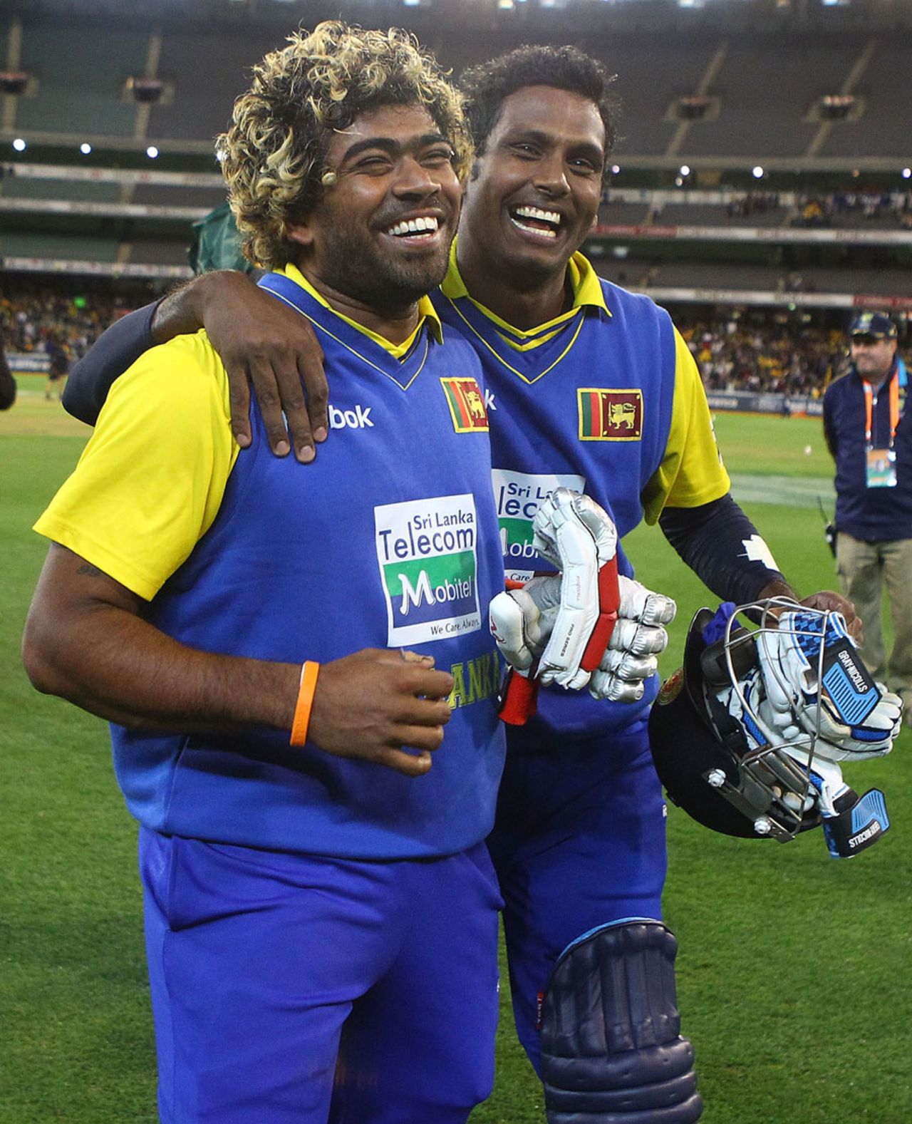 Angelo Mathews and Lasith Malinga smile after Sri Lanka completed the win, Australia v Sri Lanka, 1st ODI, Melbourne, November 3, 2010
