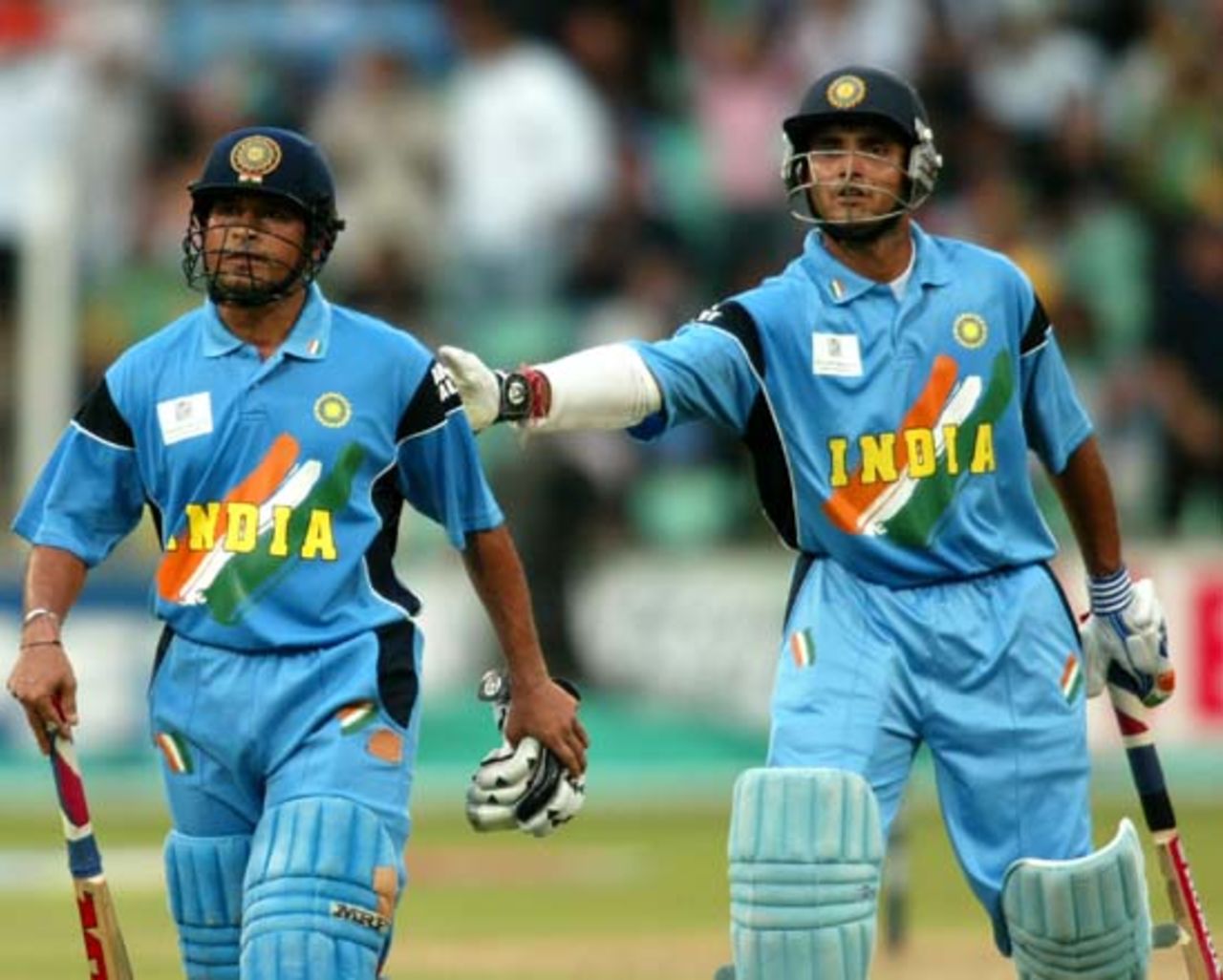 Sourav Ganguly hits a shot as Kenya's wicketkeeper Kennedy Obuya looks on, World Cup 2003, 2nd Semi Final - India v Kenya at Durban, 20 March 2003