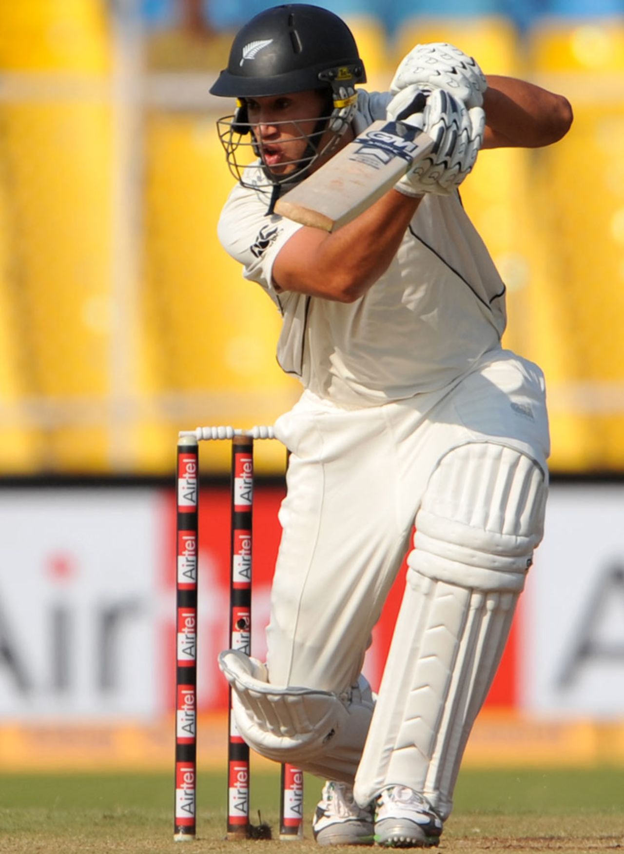Ross Taylor drives through the off side, India v New Zealand, 1st Test, Ahmedabad, 2nd day, November 5, 2010
