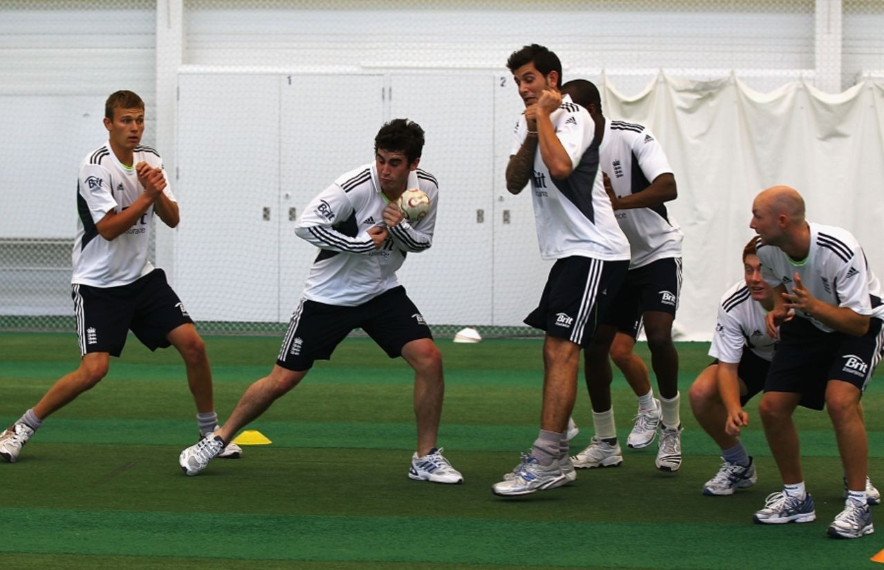 Members of the England Performance Programme play a ball game during training, Loughborough, November 5 2010