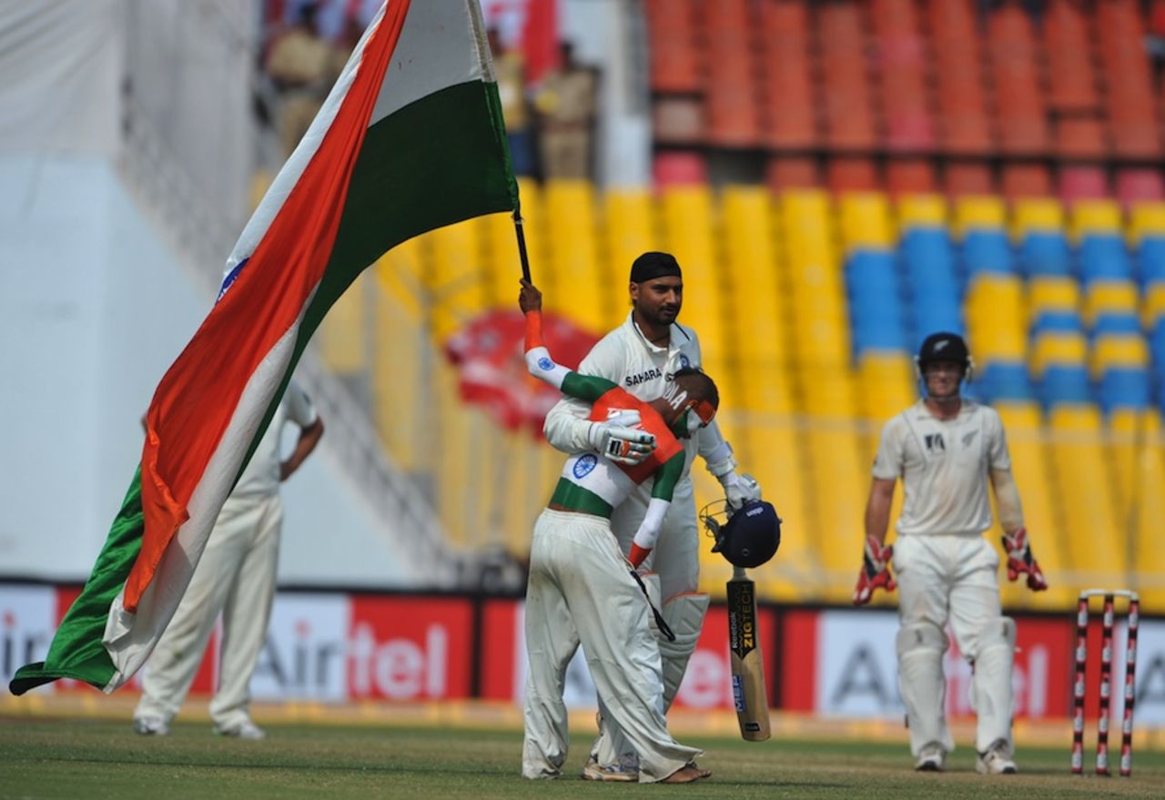 A fan congratulates Harbhajan Singh, India v New Zealand, 1st Test, Ahmedabad, 5th day, November 8, 2010
