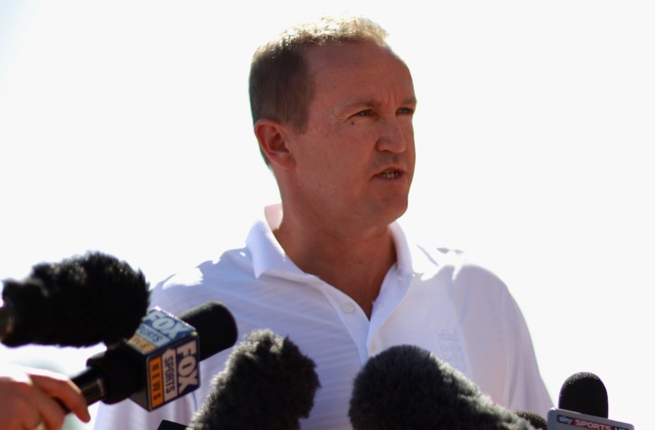 Andy Flower, the England coach, speaks to reporters, Adelaide, November 9, 2010