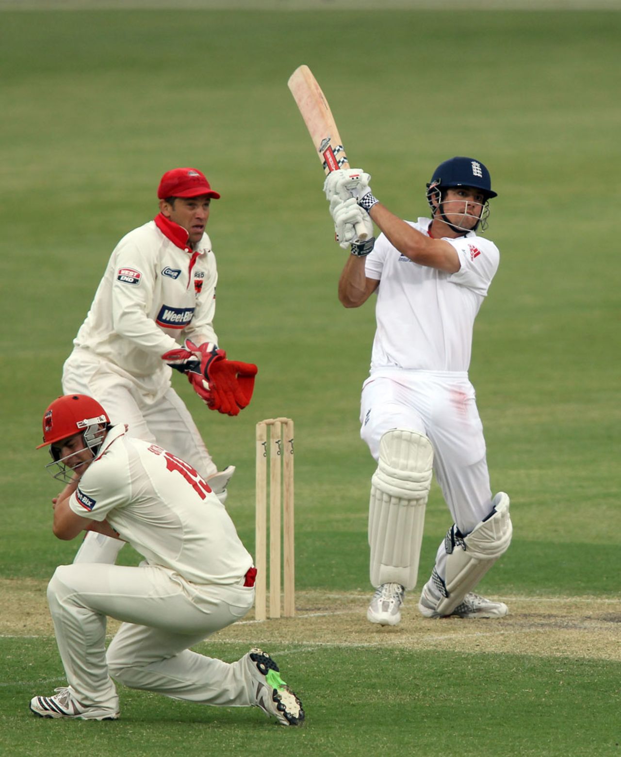 Alastair Cook spent some valuable time at the crease as he reached the close unbeaten on 37, South Australia v England XI, Adelaide, 2nd day, November 12, 2010