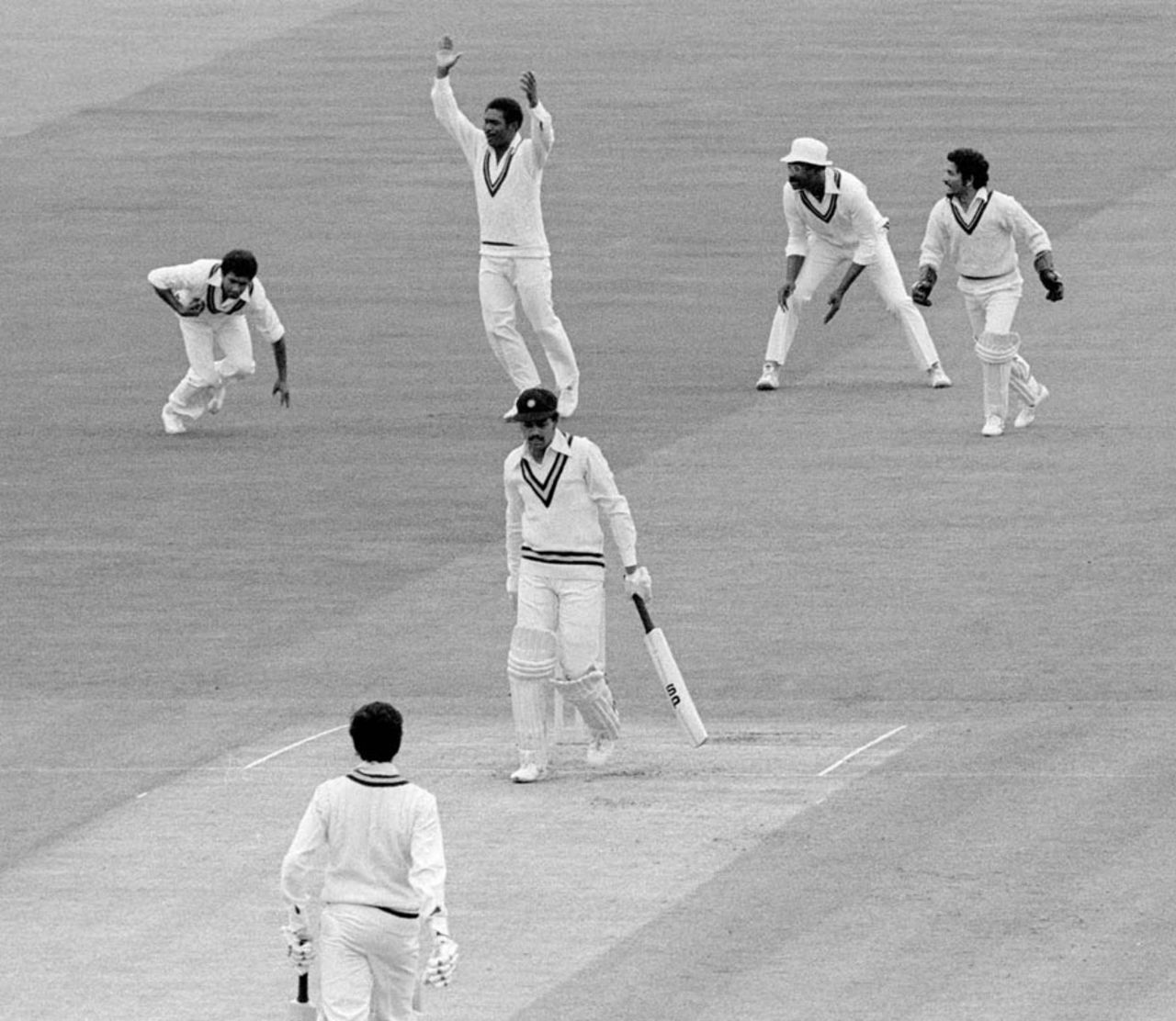 Dilip Vengsarkar is caught by Alvin Kallicharan in the slips, India v West Indies, !979 World Cup, Edgbaston, June 9, 1979