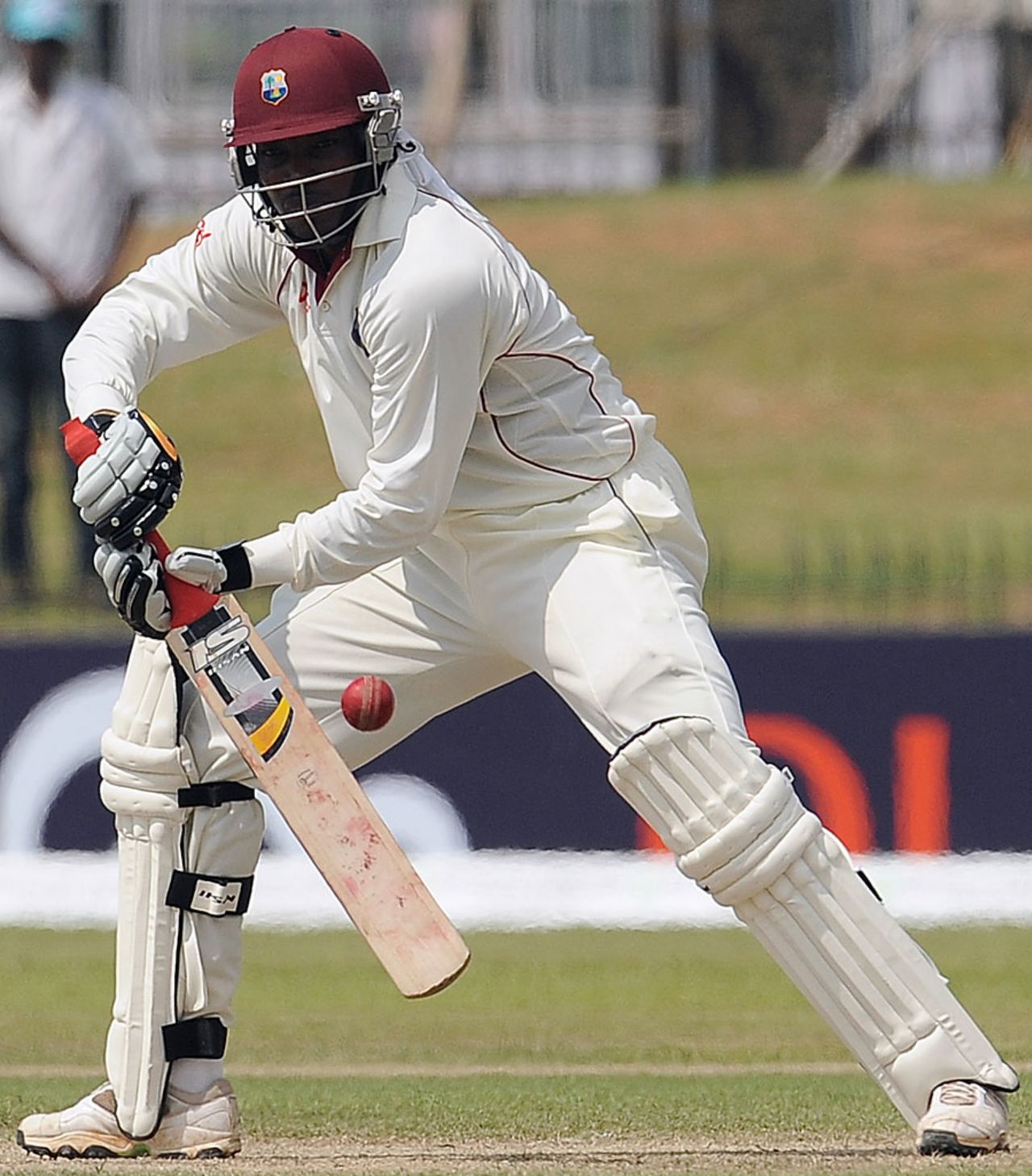 Chris Gayle plays the ball on the off side, Sri Lanka v West Indies, 1st Test, Galle, 2nd day, November 16, 2010