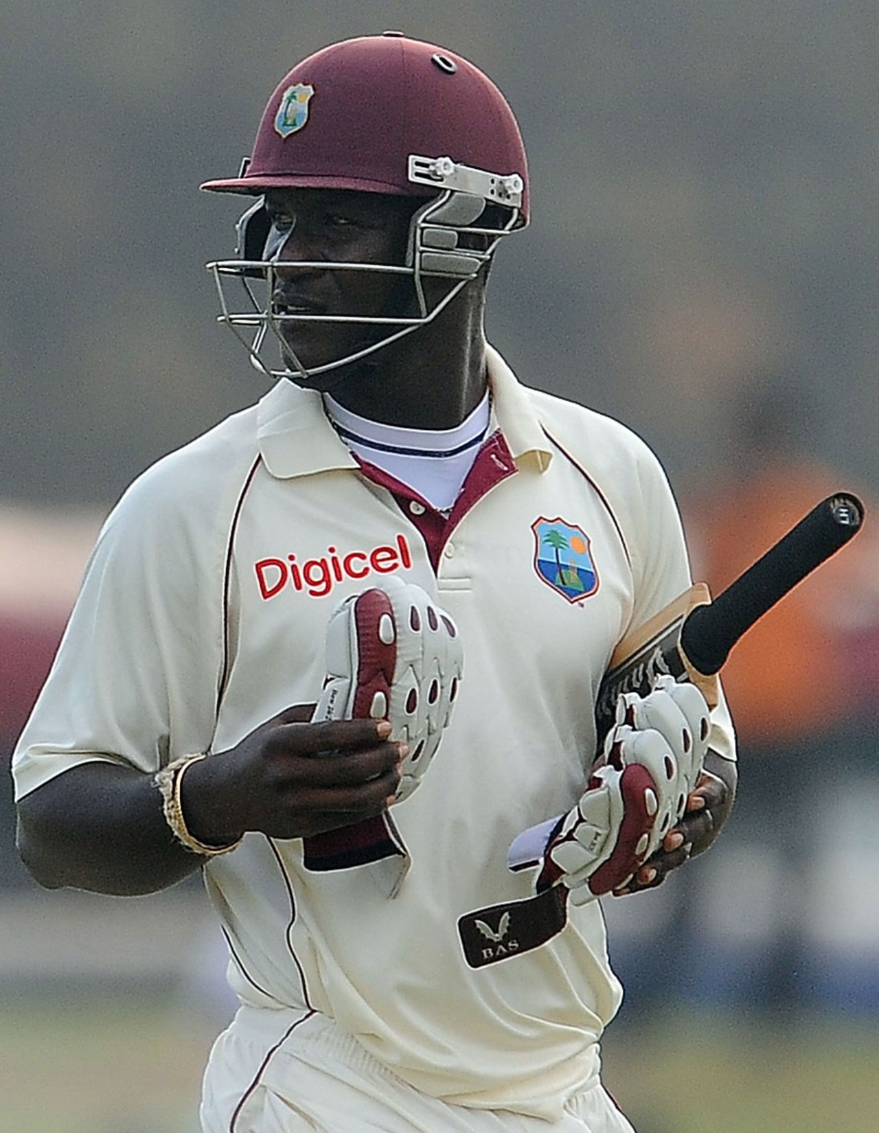 Darren Sammy walks off after being dismissed for a golden duck in his first match as West Indies captain, Sri Lanka v West Indies, 1st Test, Galle, 2nd day, November 16, 2010