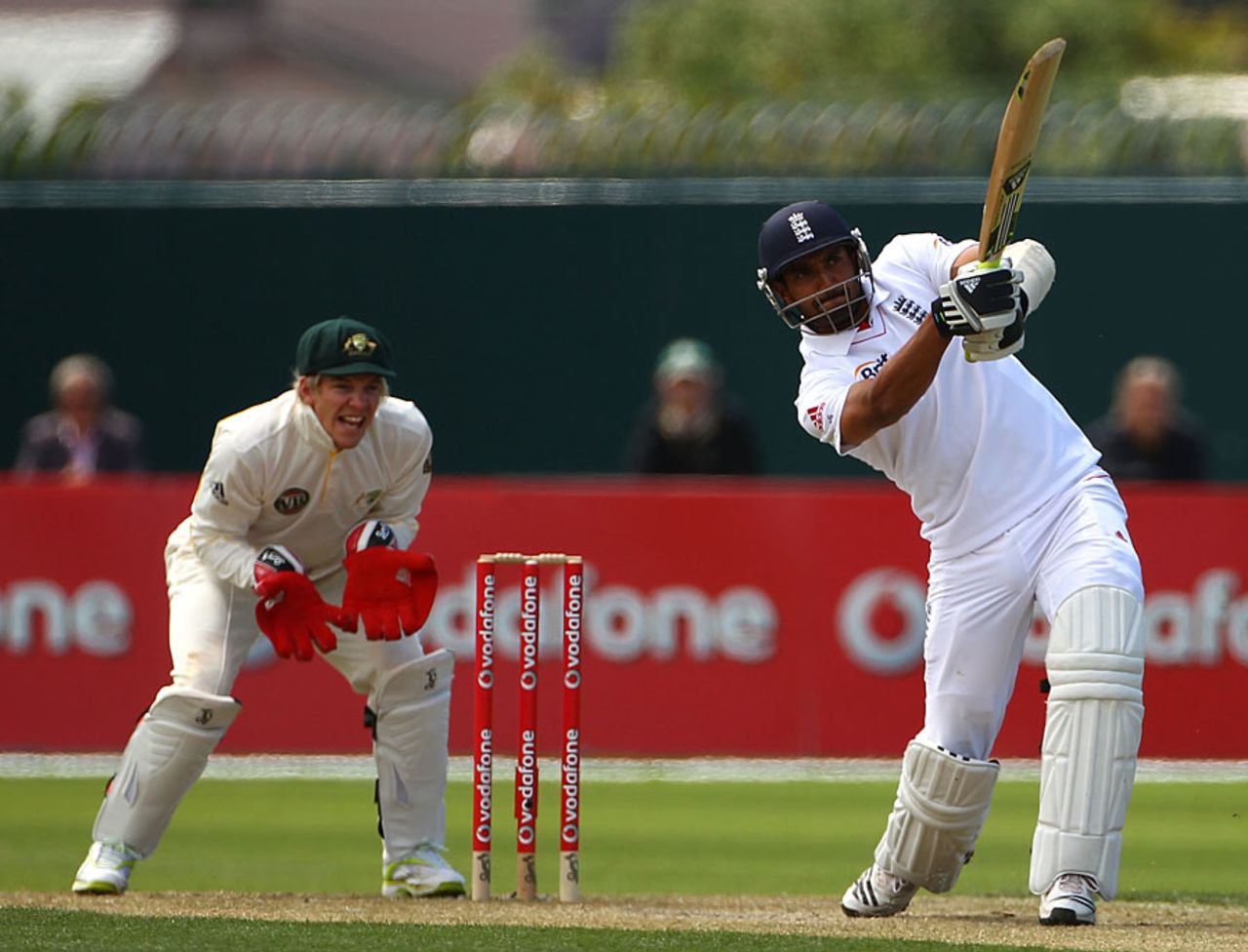 Ajmal Shahzad ended up unbeaten on 18 as England pushed past 500, Australia A v England, Hobart, 3rd day, November 19, 2010