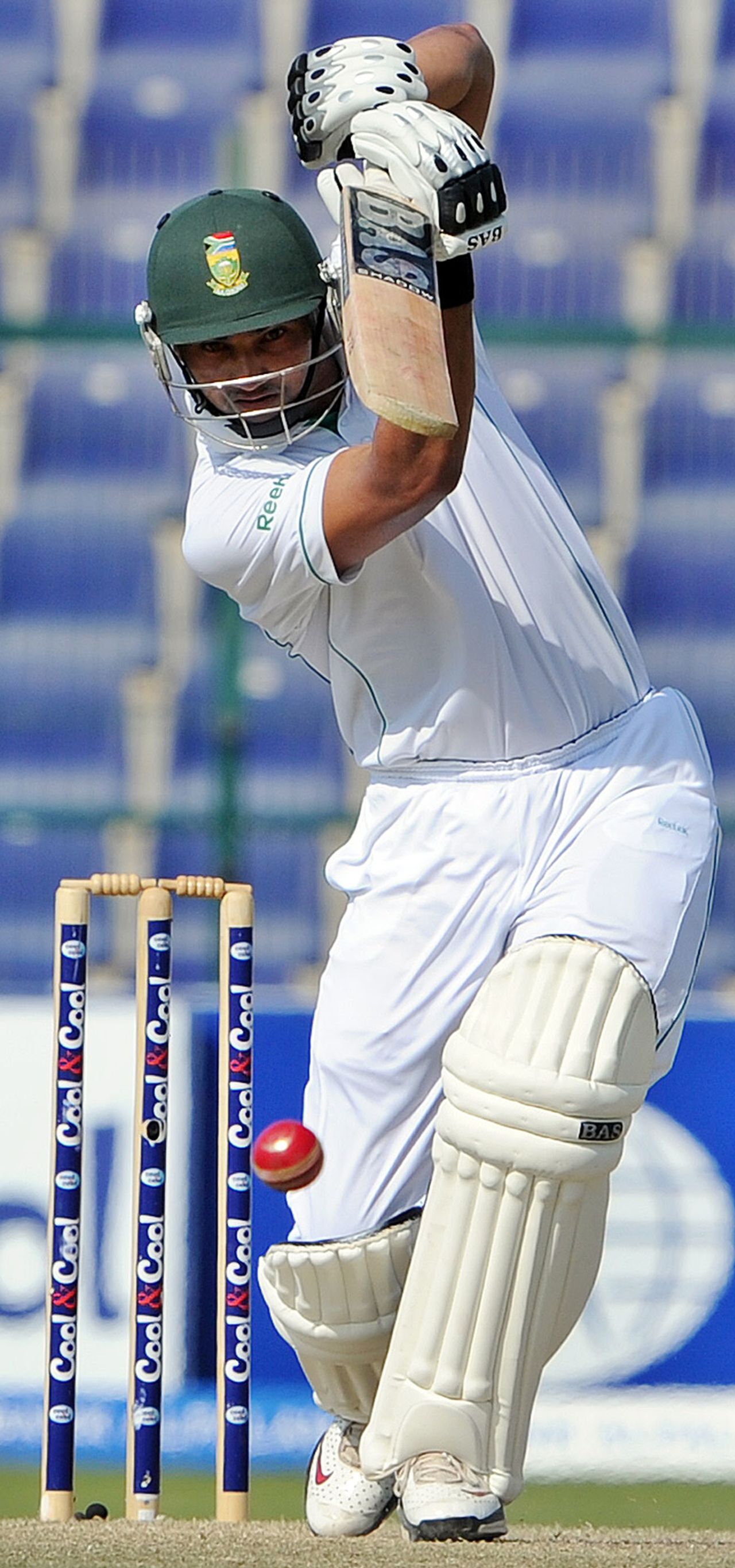 Alviro Petersen plays a straight drive, Pakistan v South Africa, 2nd Test, Abu Dhabi, 4th day, November 23, 2010
