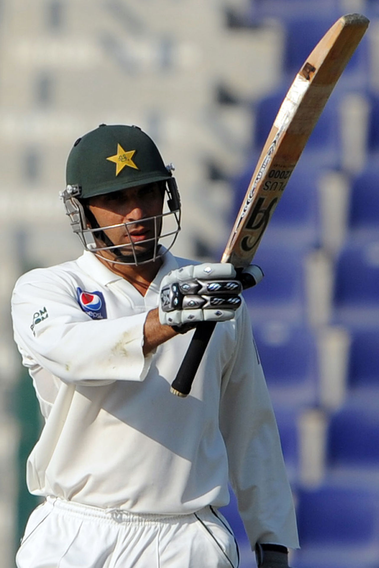 Misbah-ul-haq celebrates his third half-century of the series, Pakistan v South Africa, 2nd Test, Abu Dhabi, 5th day, November 24, 2010