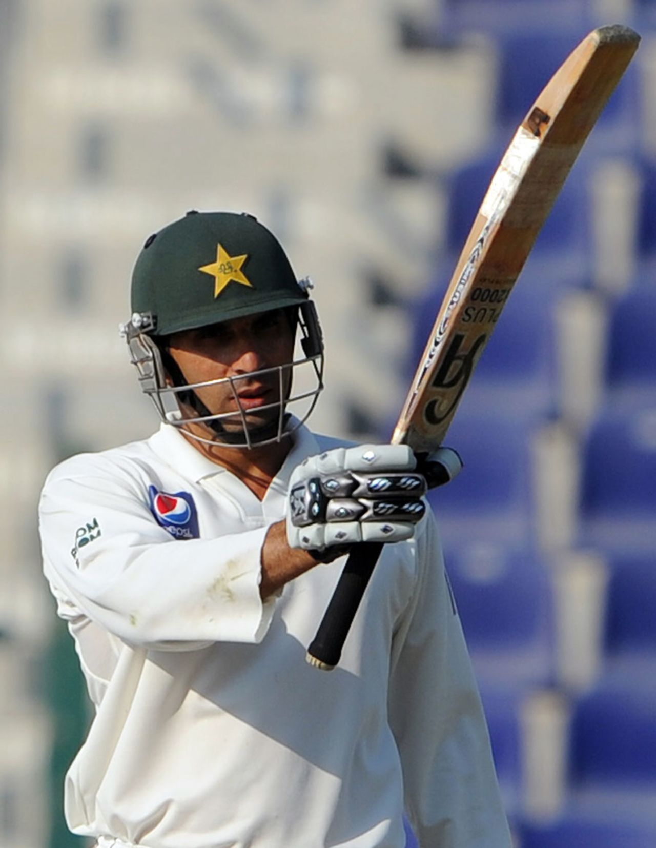 Misbah-ul-haq celebrates his third half-century in as many Tests, Pakistan v South Africa, 2nd Test, Abu Dhabi, 5th day, November 24, 2010