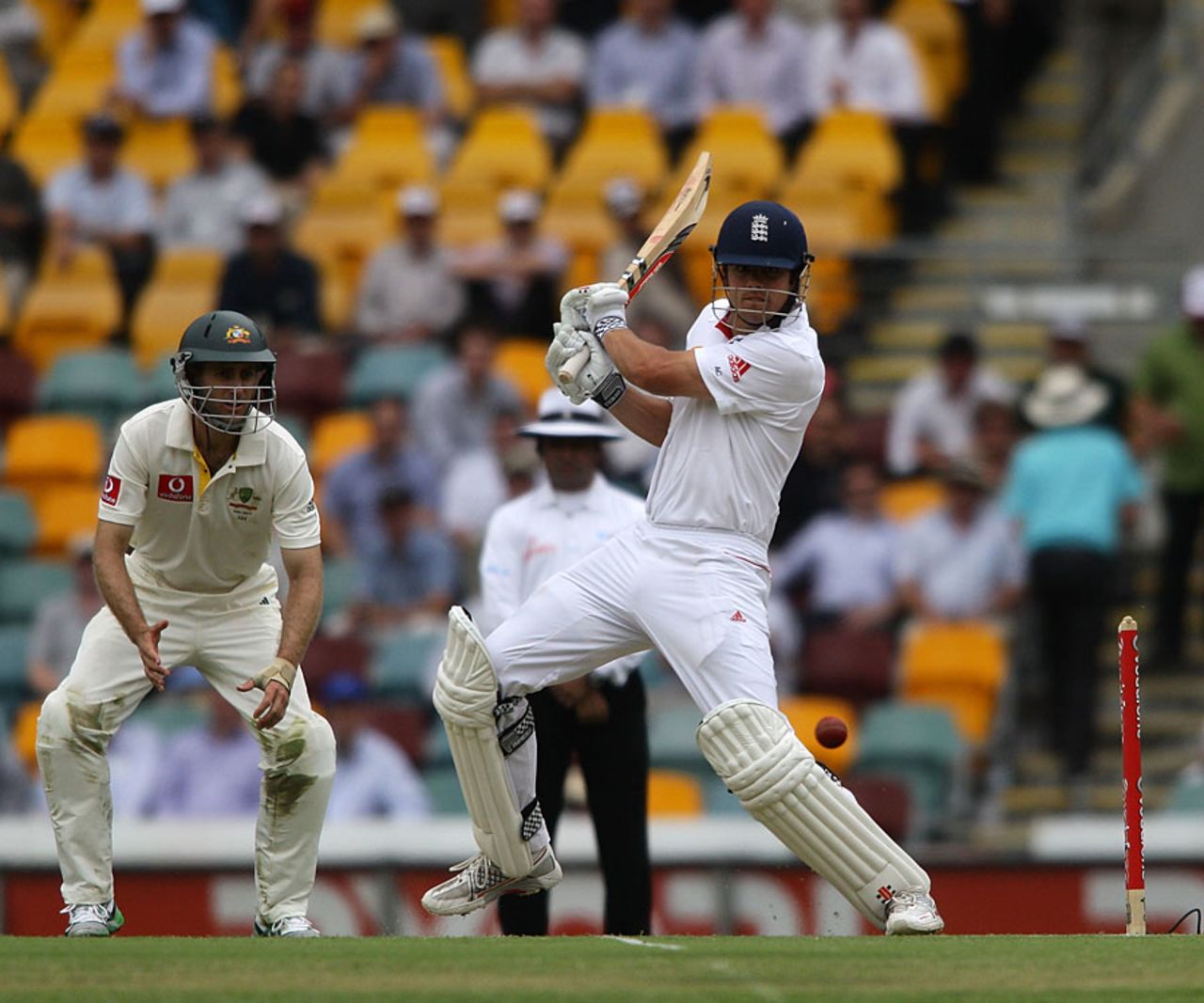 Alastair Cook collects runs through the off side, Australia v England, 1st Test, Brisbane, 1st day, November 25, 2010
