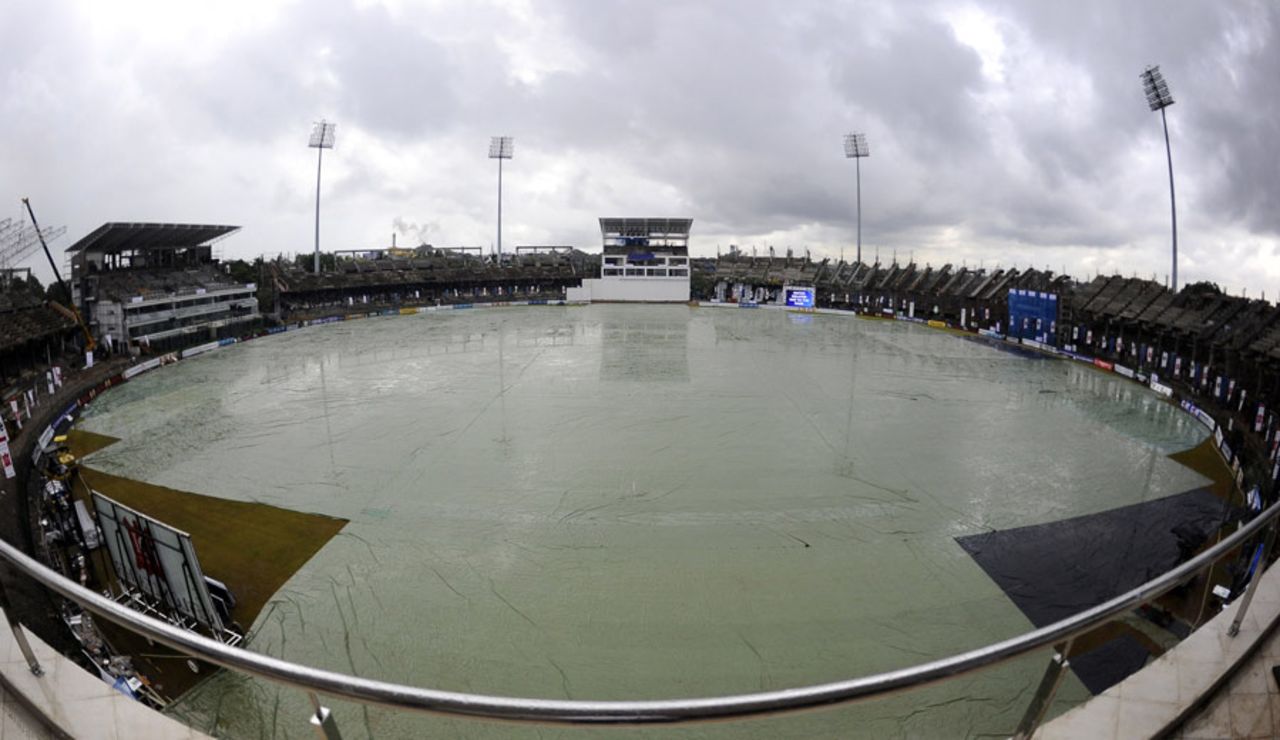The covers are on as it continued to rain in Colombo, Sri Lanka v West Indies, 2nd Test, Premadasa Stadium, Colombo, 4th day, November 26, 2010