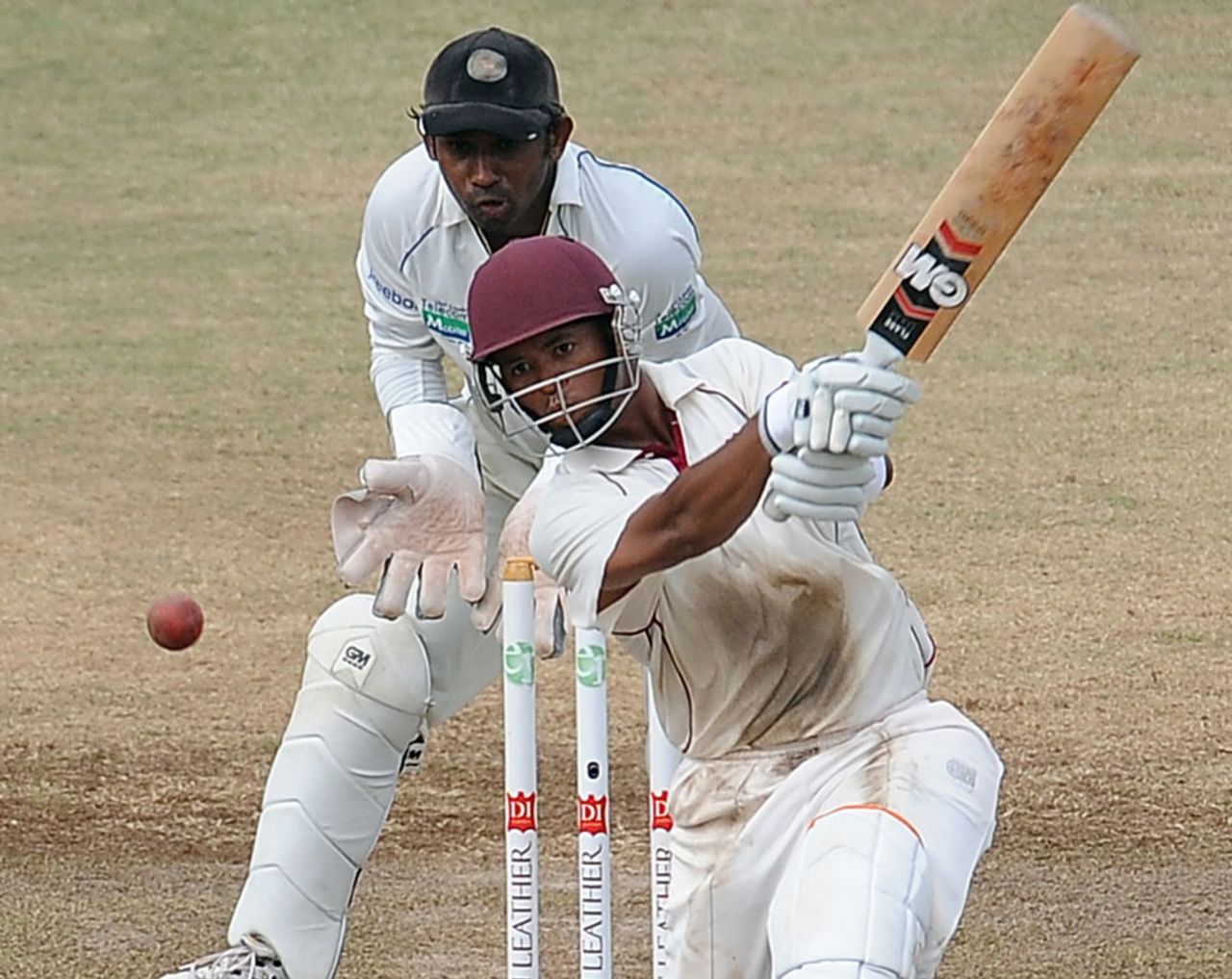 Carlton Baugh plays a cross-batted shot during his second Test half-century, Sri Lanka v West Indies, 2nd Test, Premadasa Stadium, Colombo, 5th day, November 27, 2010