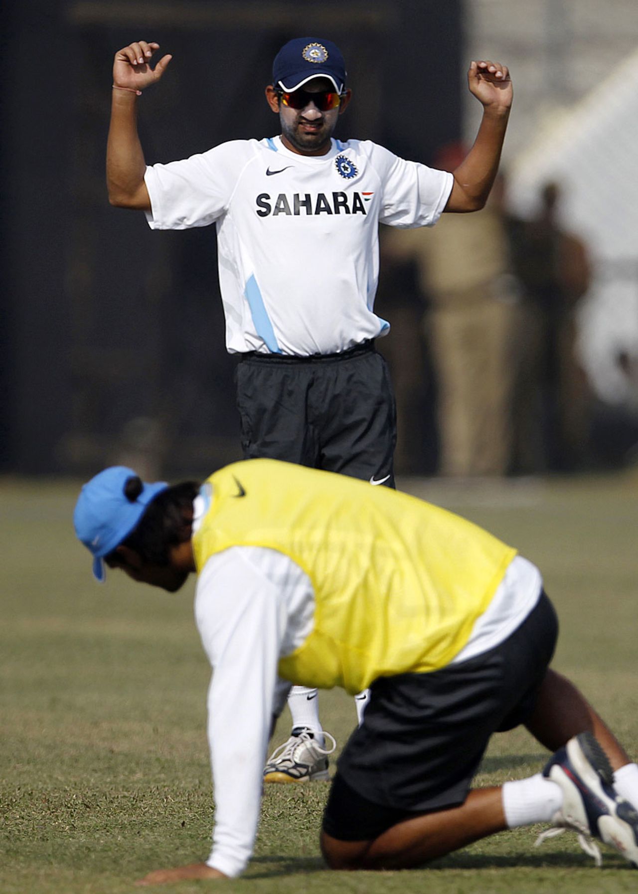 Gautam Gambhir does some stretching during training, Guwahati, November 27, 2010