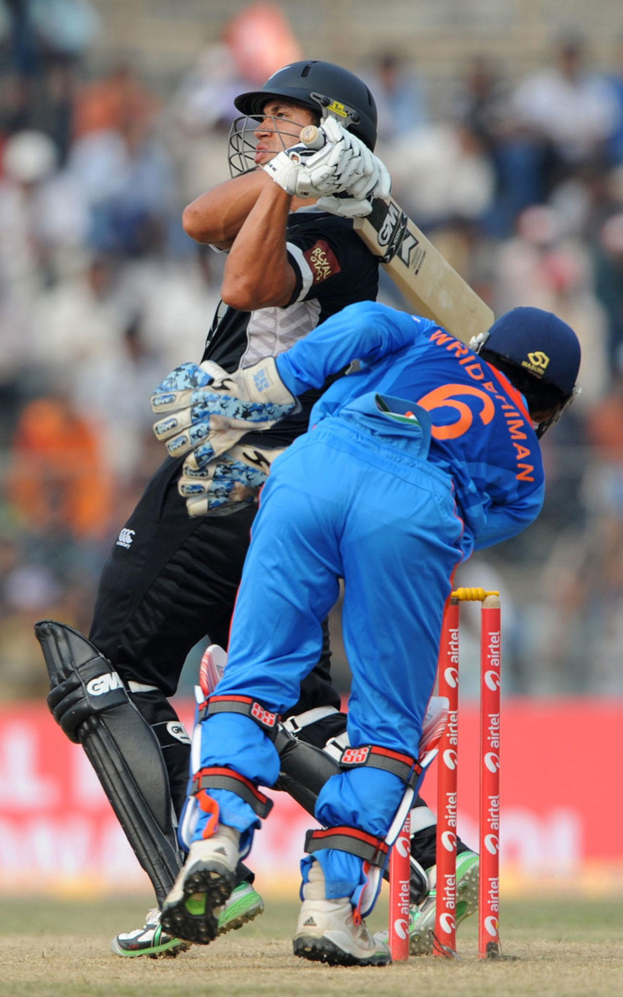 Ross Taylor plays a pull during his 66, India v New Zealand, 1st ODI, Guwahati, November 28, 2010