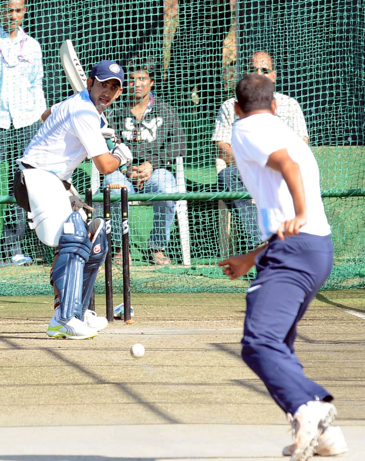 Gautam Gambhir gets some batting practice ahead of the second one-dayer, Jaipur, November 30, 2010