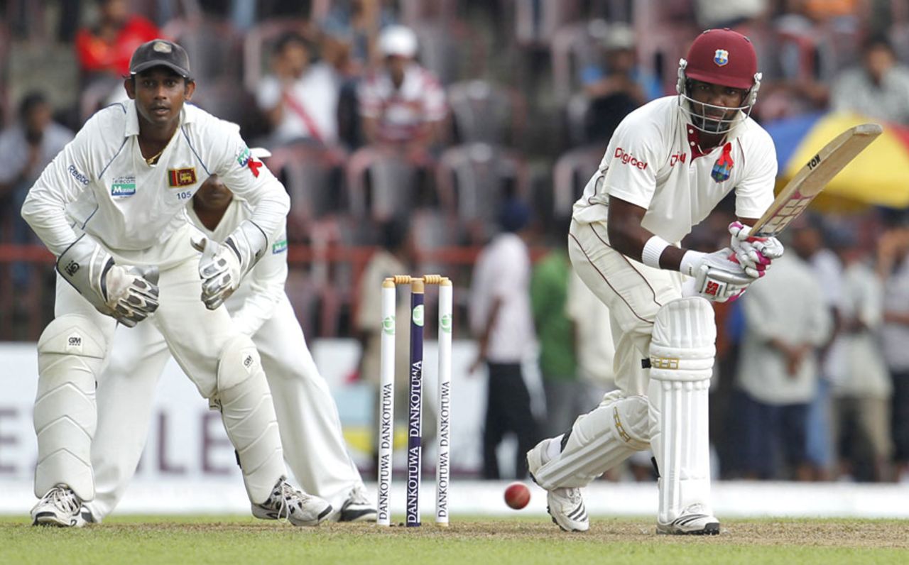 Darren Bravo was unbeaten on 63, Sri Lanka v West Indies, 3rd Test, Pallekele, 1st day, December 1, 2010
