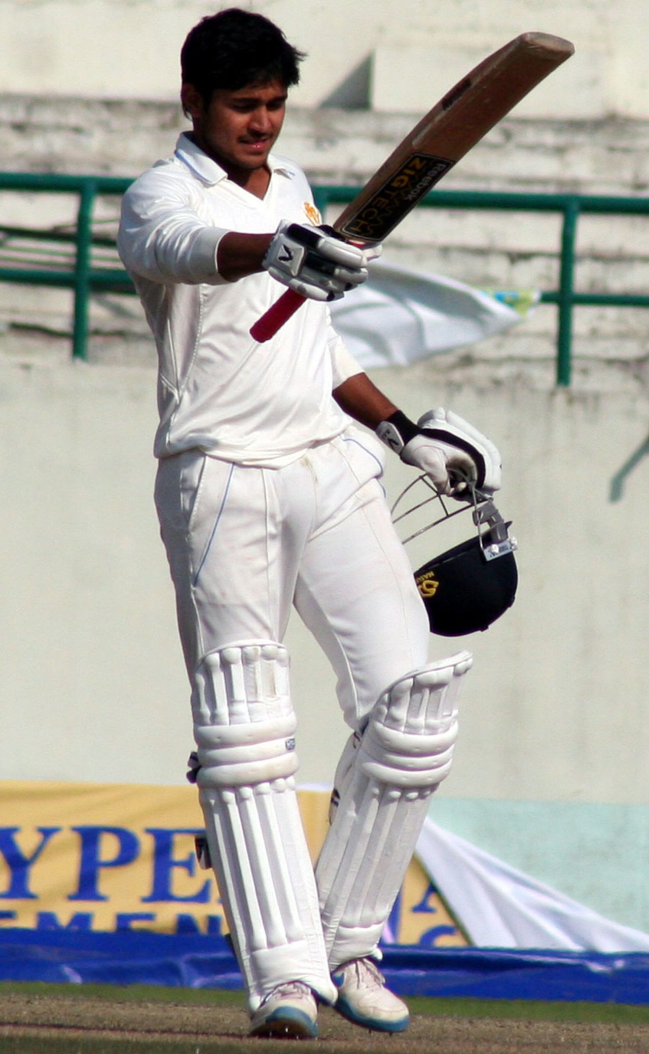 Manish Pandey celebrates his second century of the 2010-11 Ranji season, Himachal Pradesh v Karnataka, Ranji Trophy Super League 2010-11, 5th round, 3rd day, Dharmasala, December 3, 2010