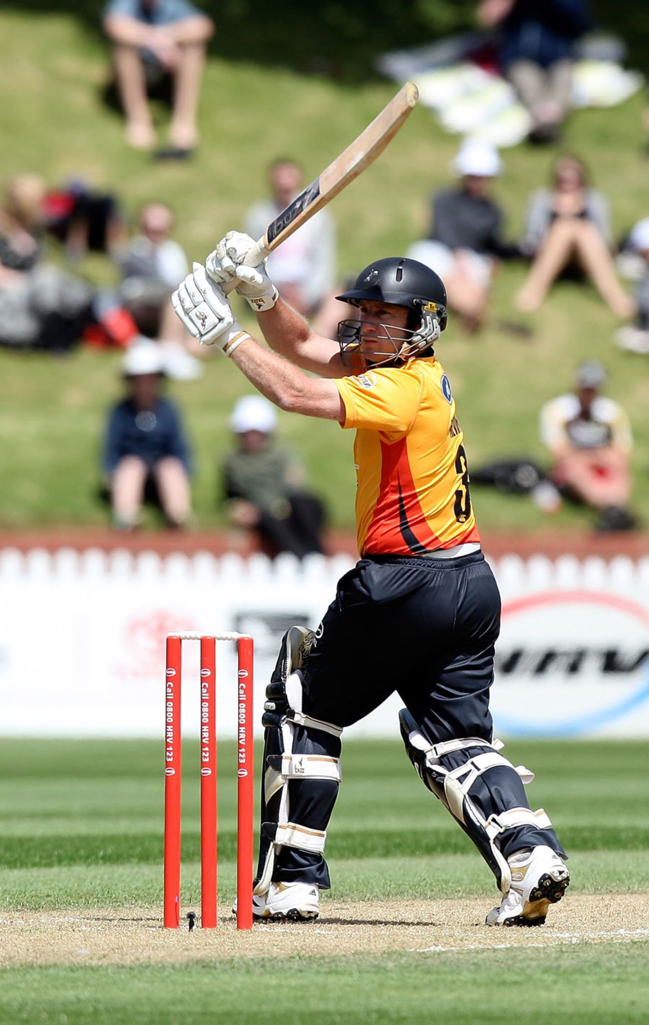 Chris Nevin hits during his 17-ball 35, Wellington v Otago, HRV Cup, Basin Reserve, December 4, 2010